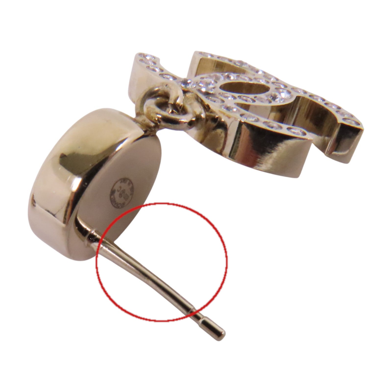 CHANEL 金屬/水鑽Earrings銀扣耳環