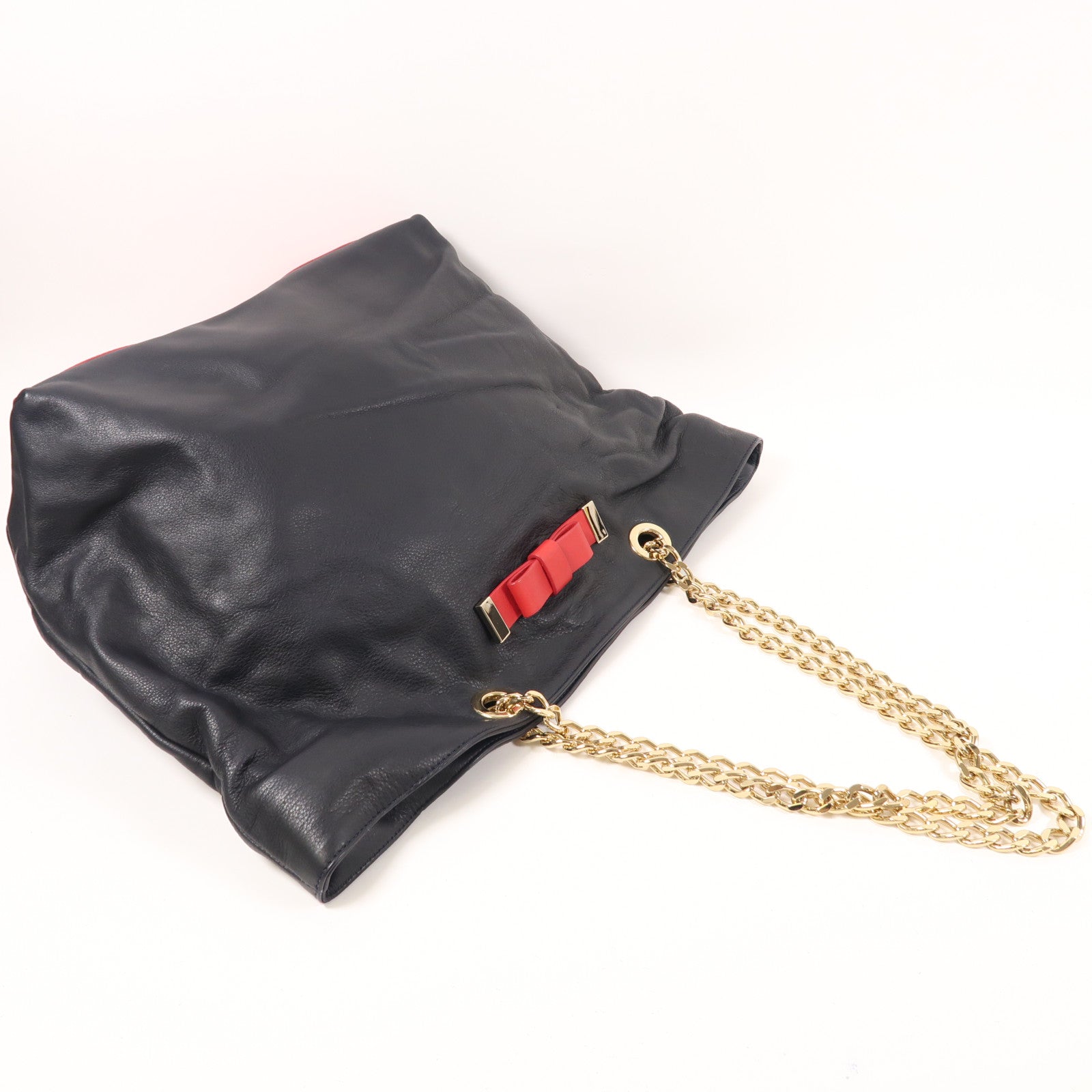 Valentino 【激減優惠】牛皮皮革Chain Shoulder金扣肩背袋