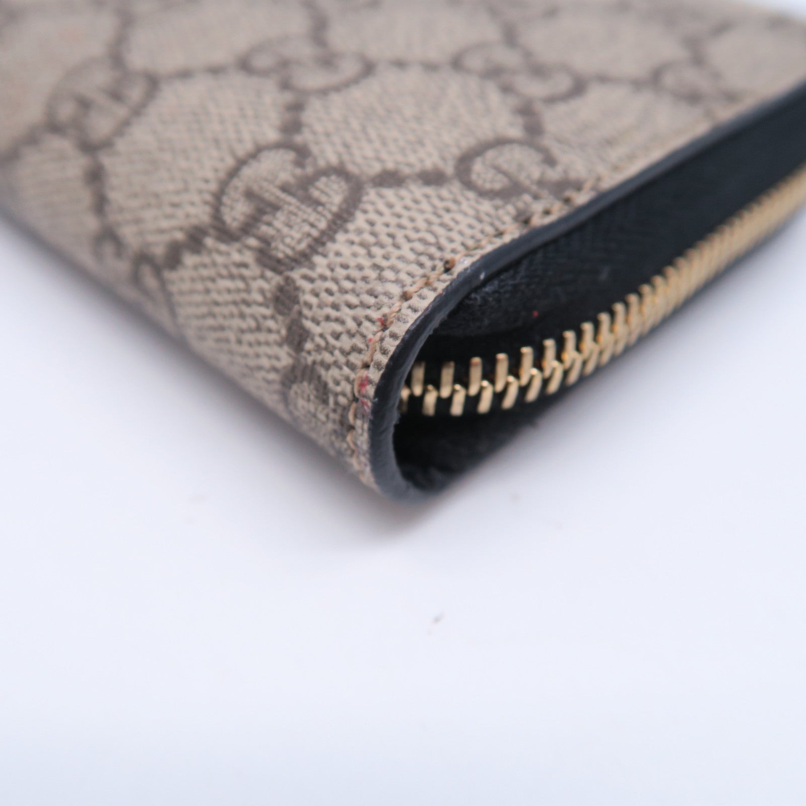 GUCCI 【清倉大減價】塗層帆布 Zipper Long Wallet金扣拉鍊長錢包啡色