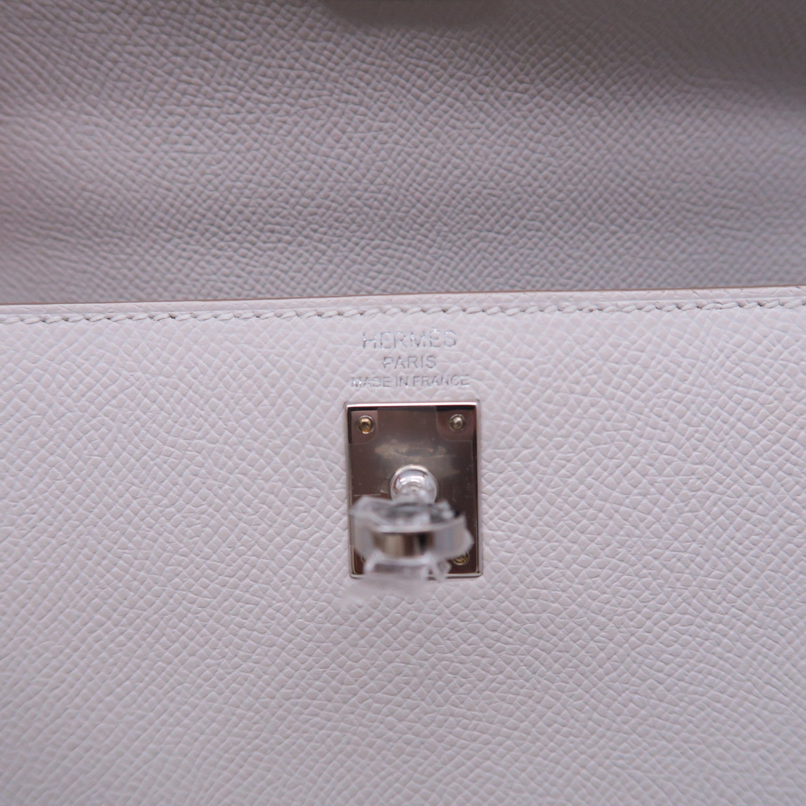 HERMES 【激減優惠】HERMES Epsom皮革Kelly 25銀扣手挽肩背兩用袋白色