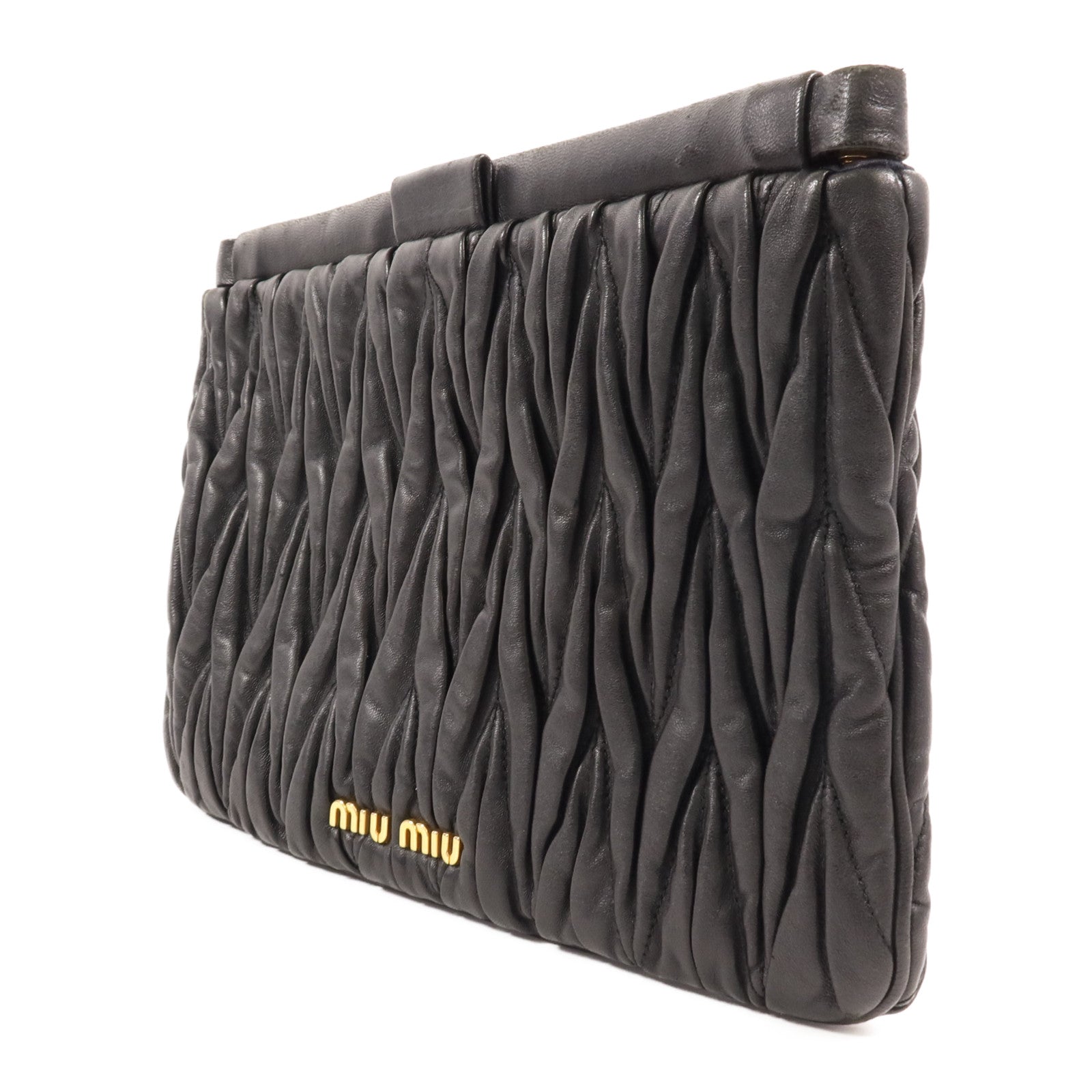 Miu Miu 牛皮皮革Pouch金扣手拿包