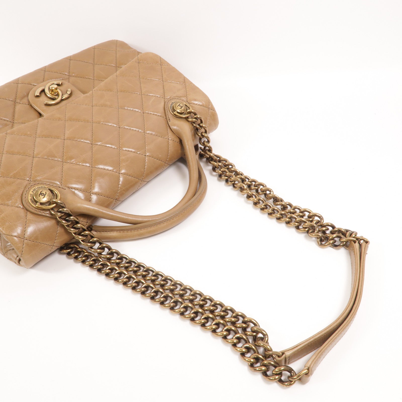 CHANEL 牛皮皮革Chain Shoulder手挽肩背兩用袋