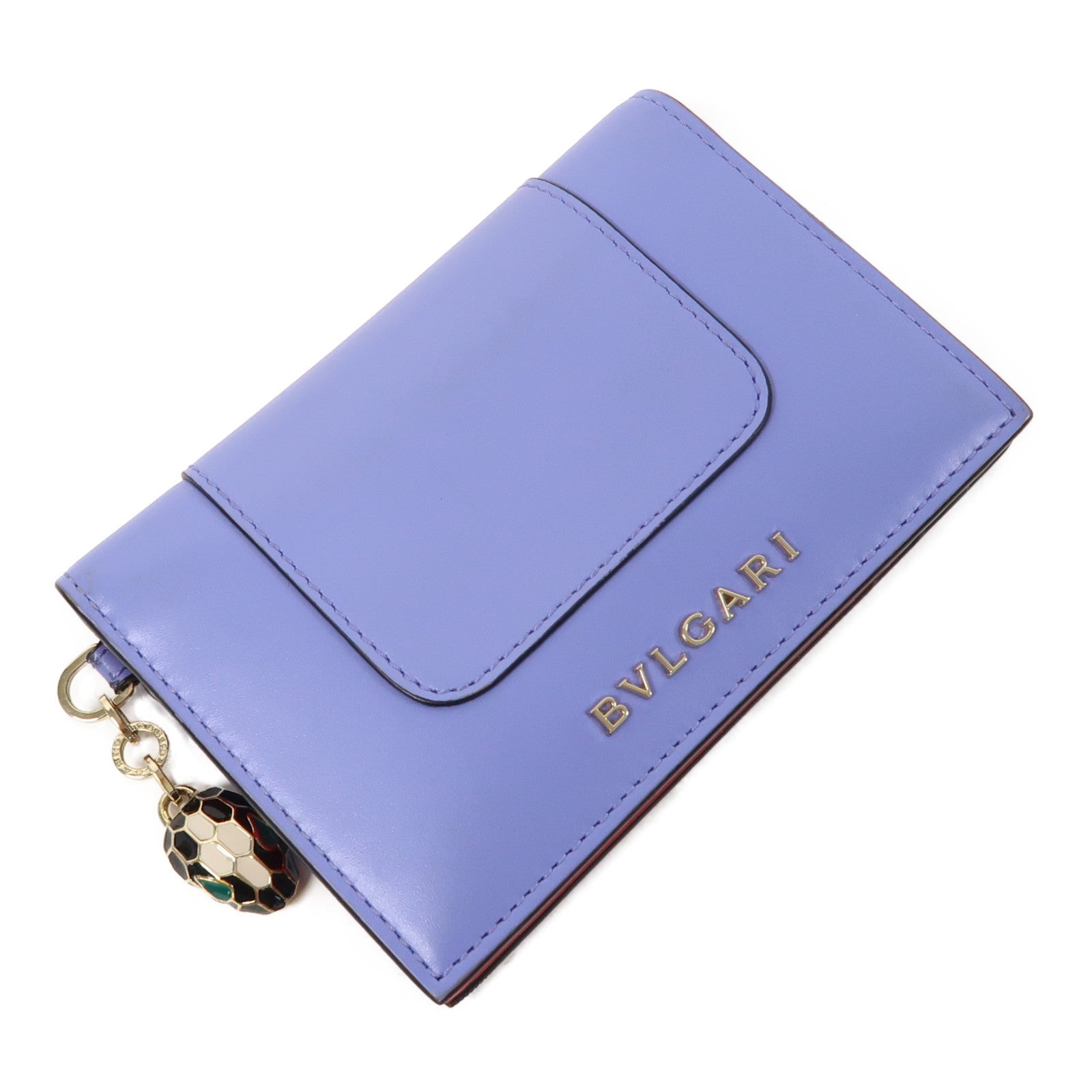 BVLGARI 牛皮皮革Card Case金扣卡片套紫色