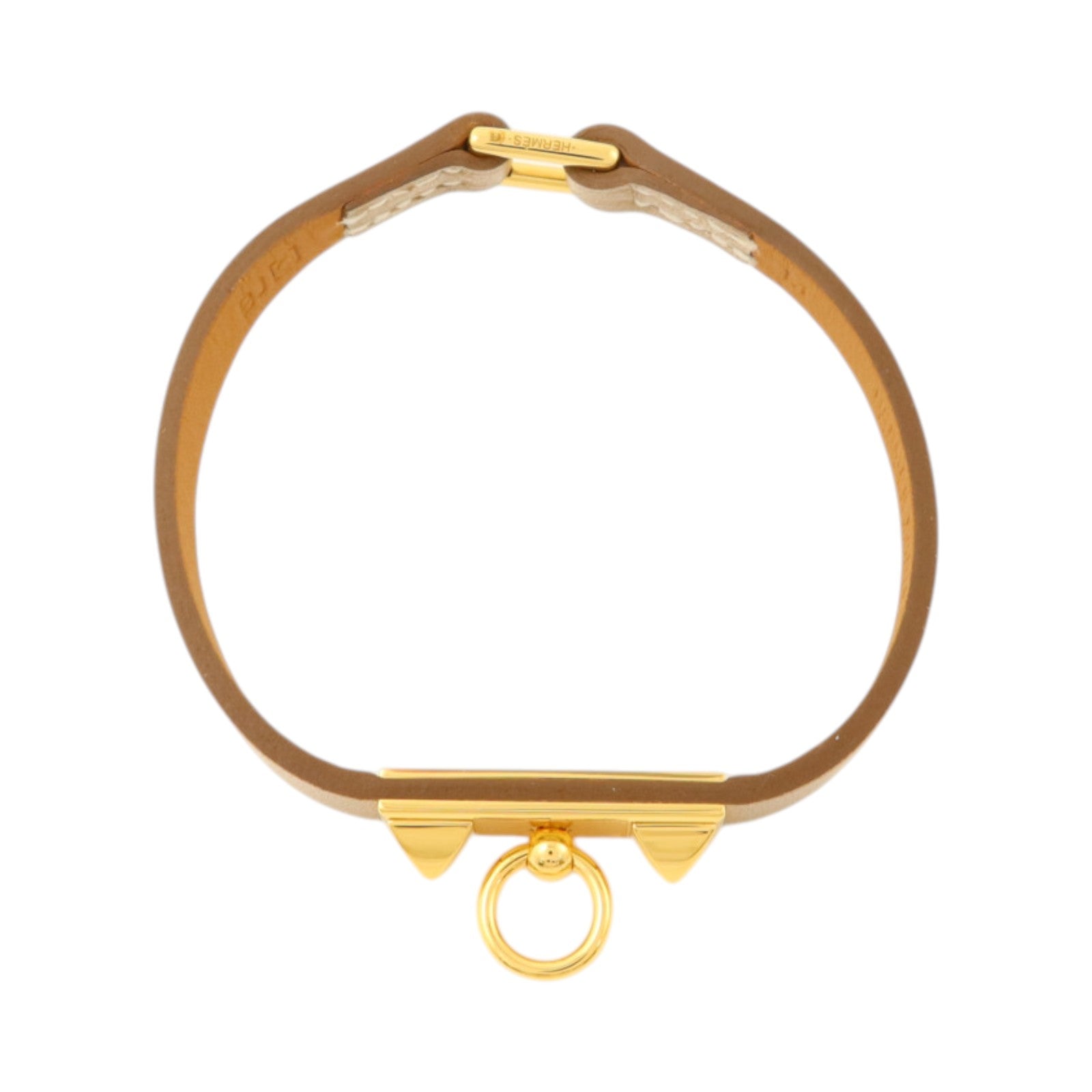 HERMES Swift皮革Rivale Mini Bracelet金扣手鏈