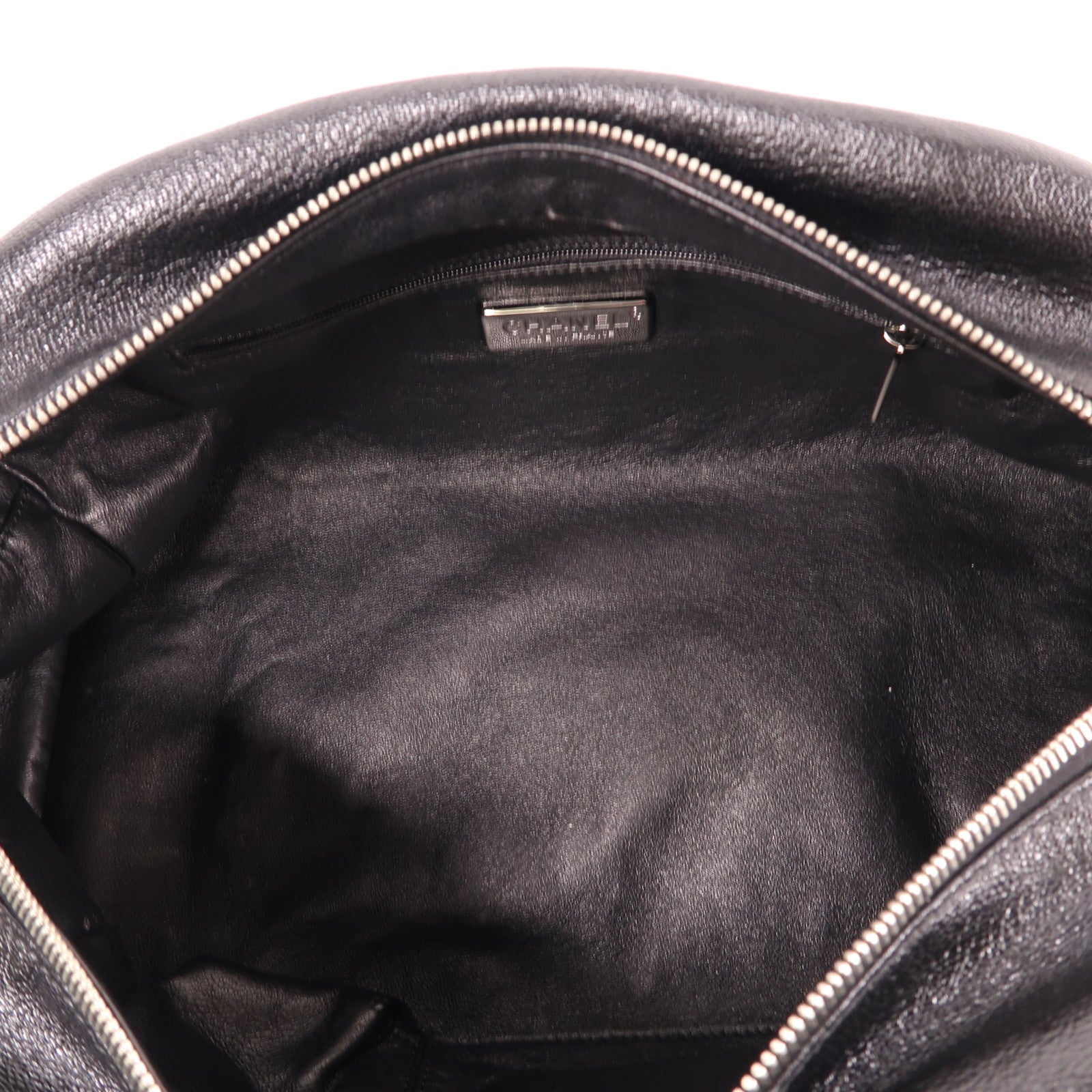 CHANEL 羊皮皮革Luxe ligne bowler bag銀扣肩背袋黑色
