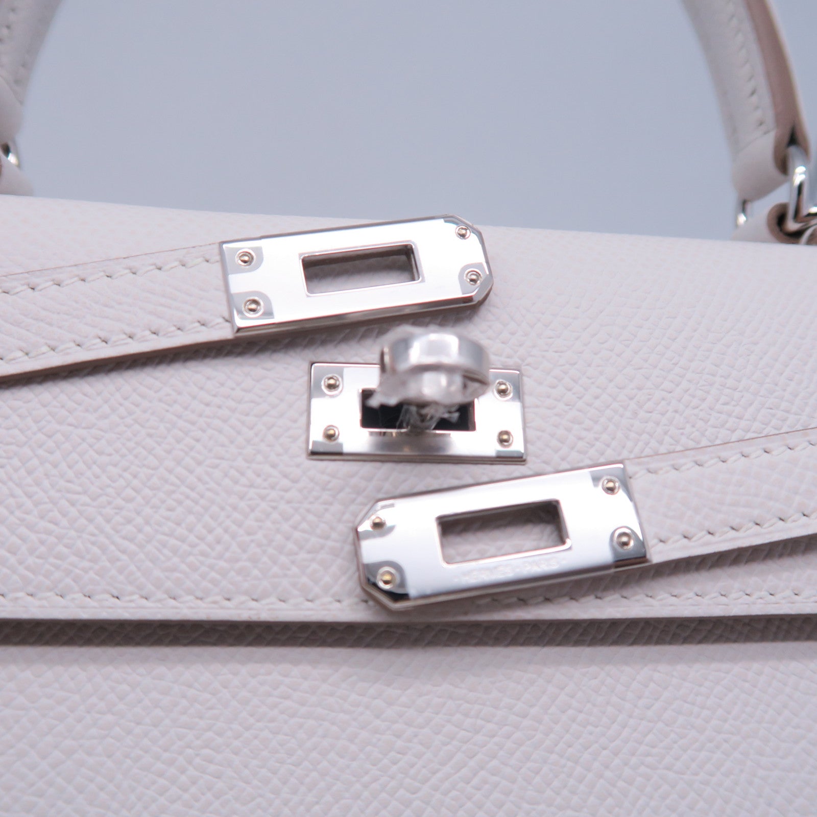HERMES 【激減優惠】HERMES Epsom皮革Kelly 25銀扣手挽肩背兩用袋白色