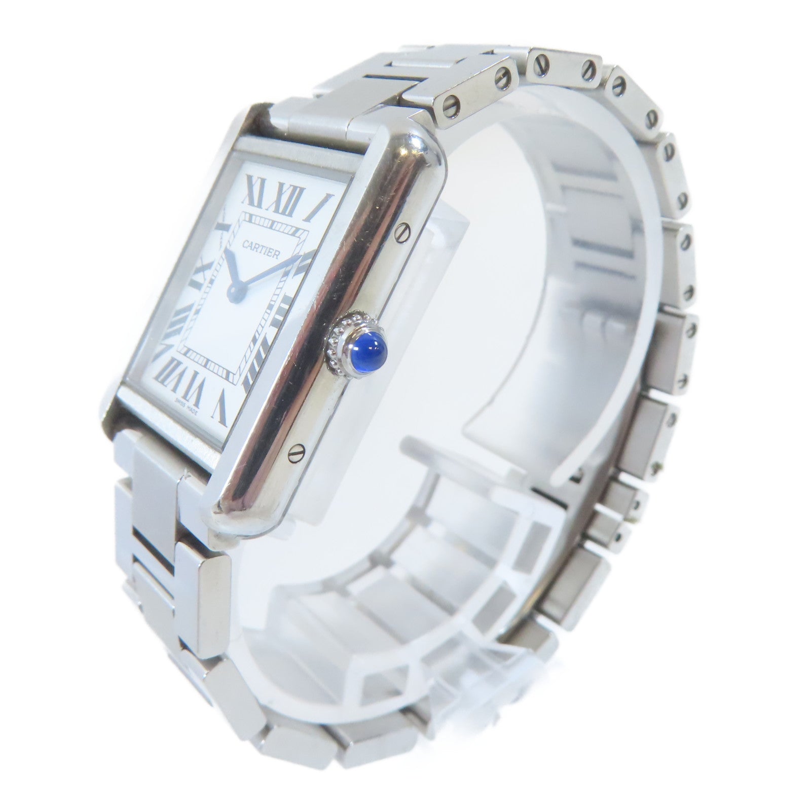 CARTIER Tank Solo不鏽鋼手錶石英機芯白色#15cm