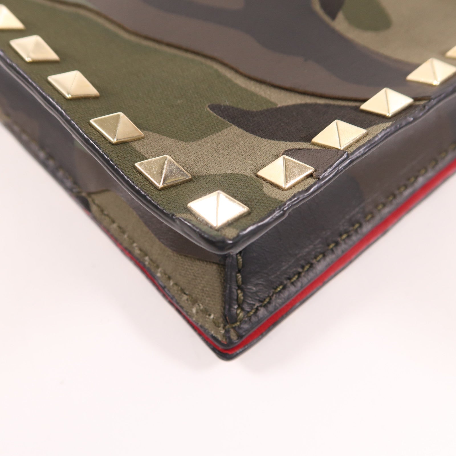 Valentino 牛皮皮革/帆布Clutch金扣手拿包
