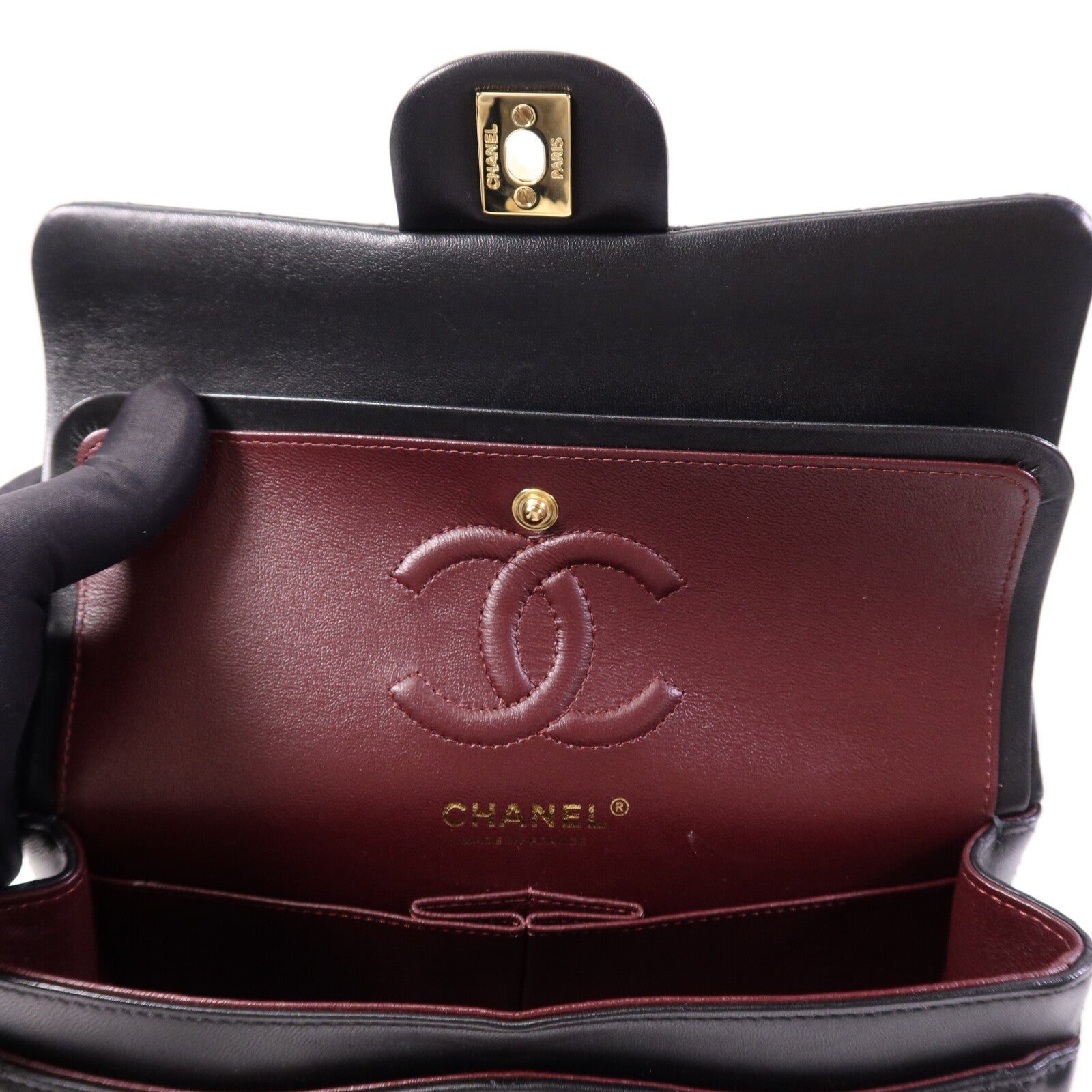 CHANEL 羊皮皮革Classic 23金扣鏈帶肩背袋