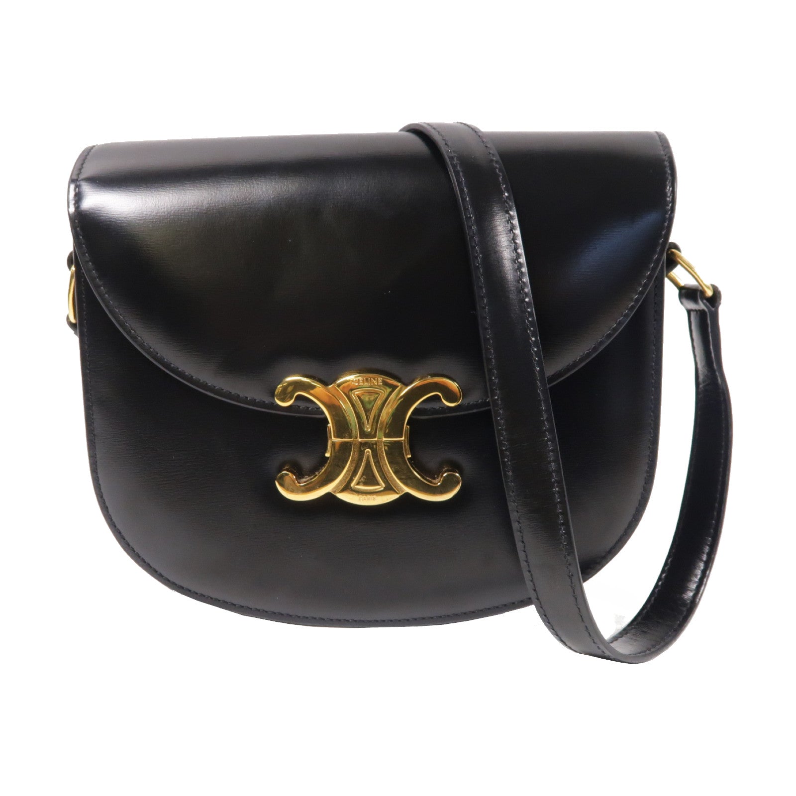 CELINE 牛皮皮革Small Besace金扣肩背袋黑色