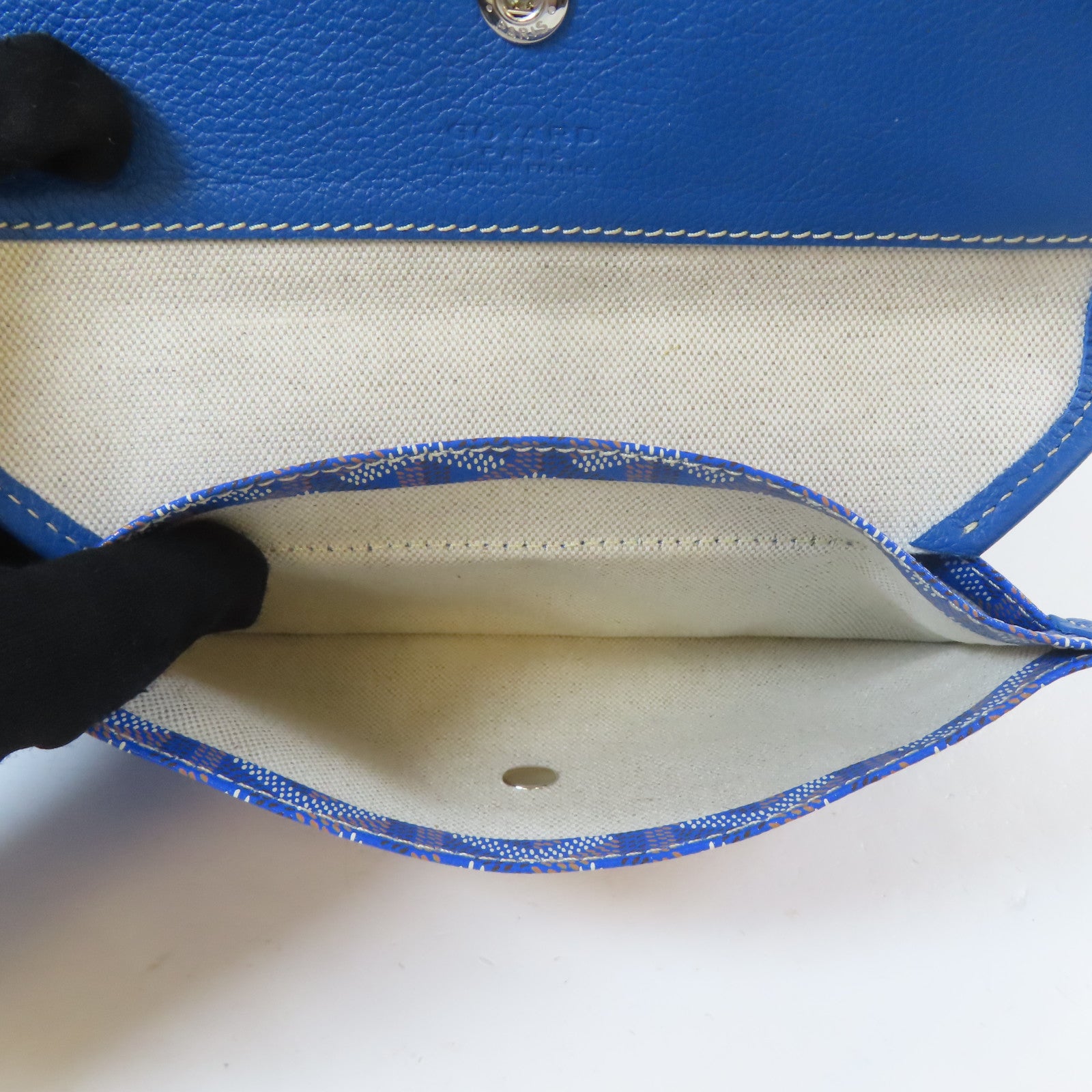 GOYARD 塗層帆布Saint Louis PM銀扣手挽袋藍色