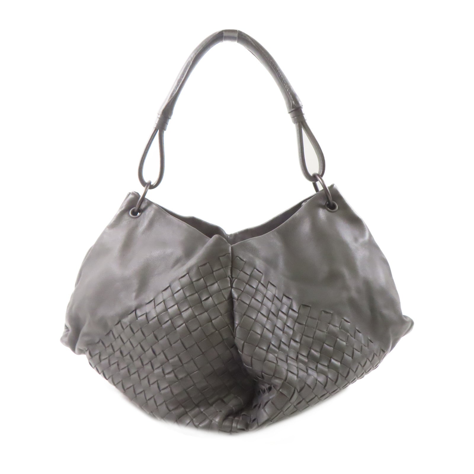 BOTTEGA VENETA 織紋皮革Shoulder Bag肩背袋灰色