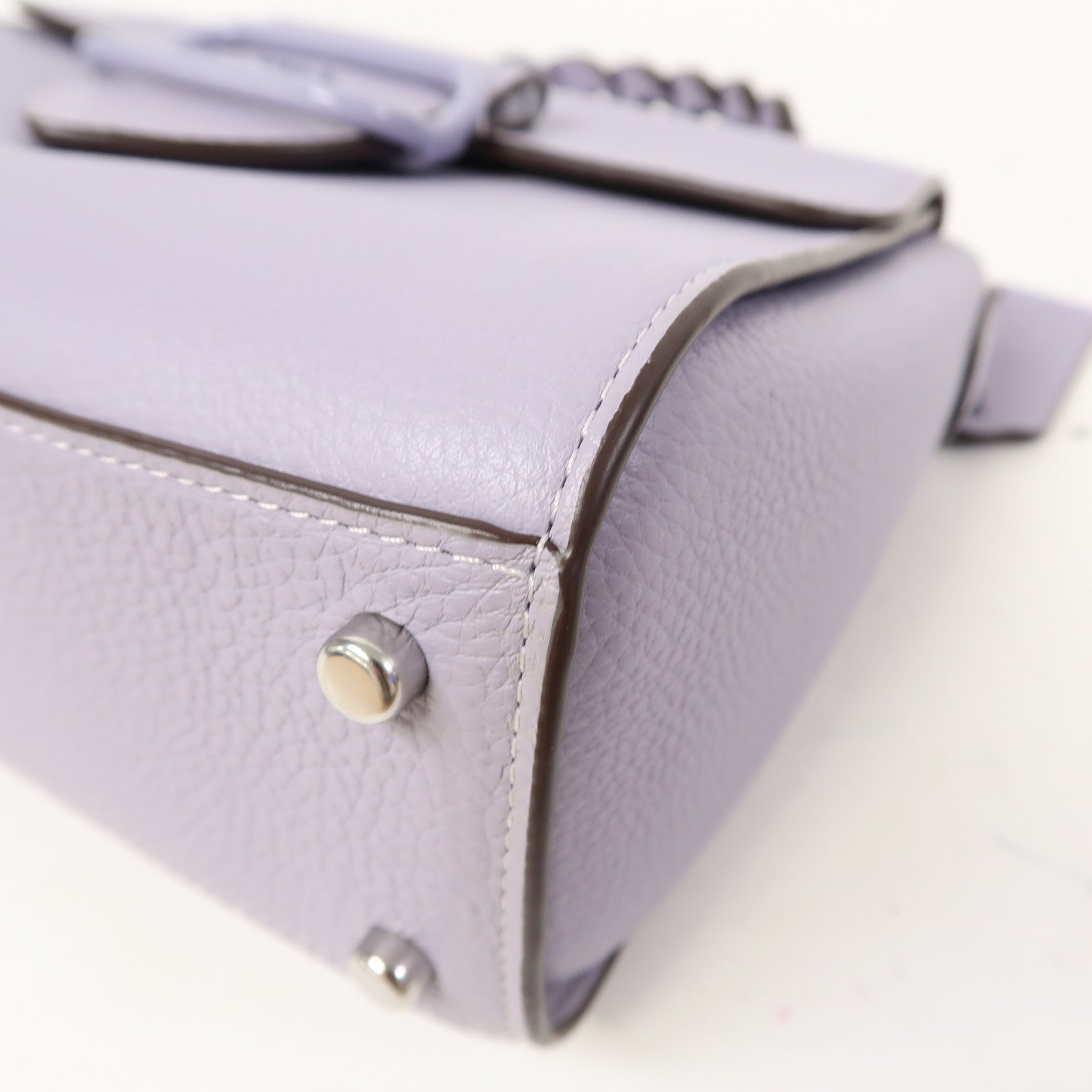 COACH 牛皮皮革Morgan Top Handle Bag銀扣手挽肩背兩用袋紫色
