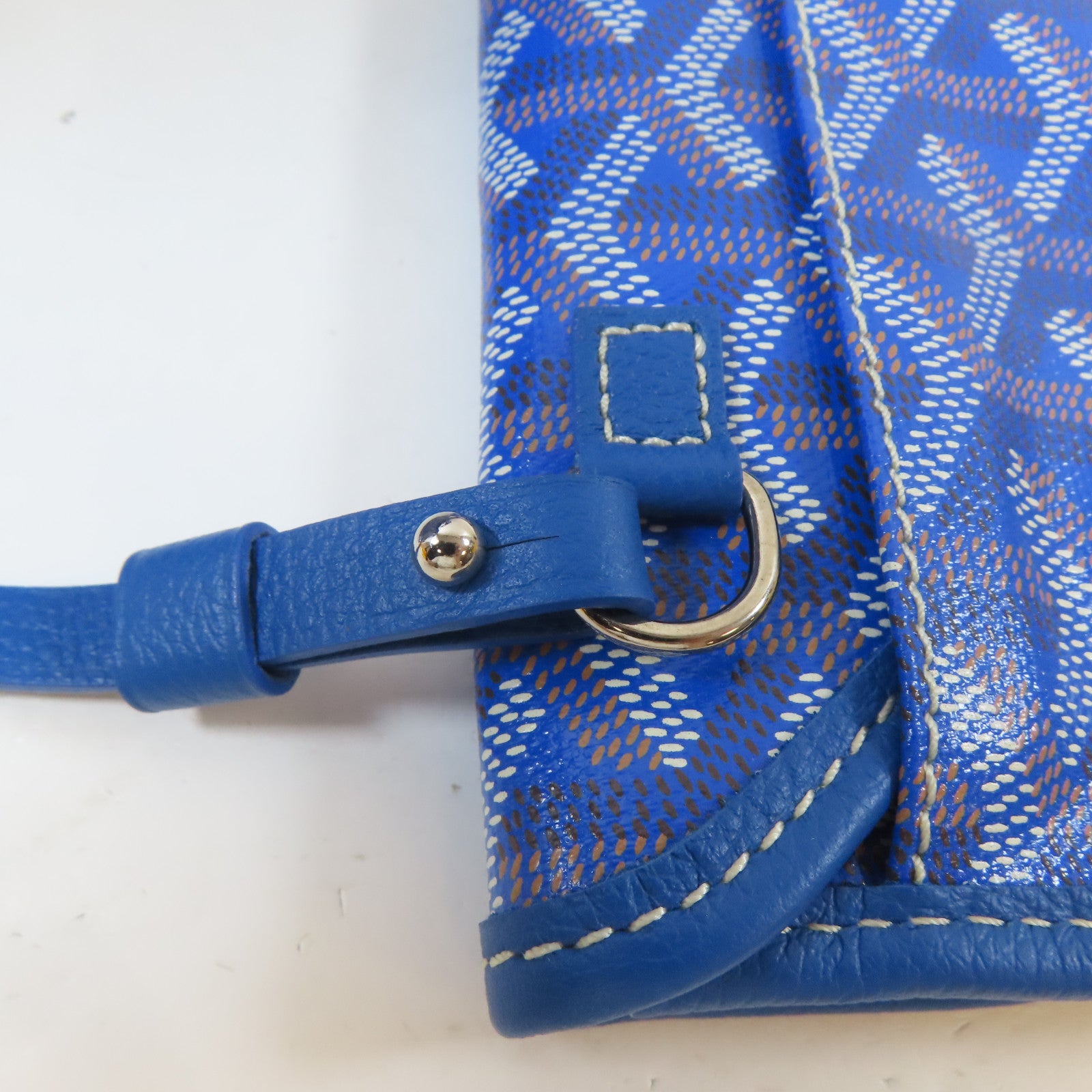 GOYARD 塗層帆布Saint Louis PM銀扣手挽袋藍色