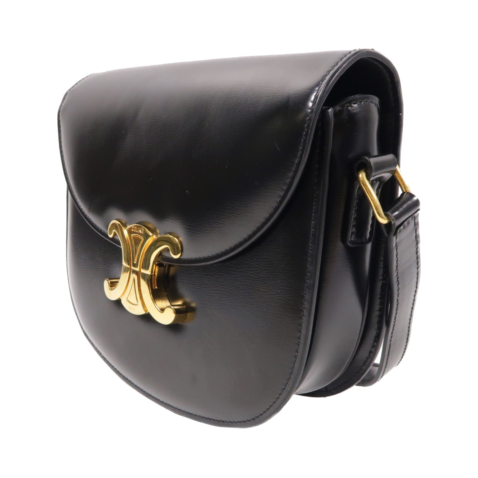CELINE 牛皮皮革Small Besace金扣肩背袋黑色