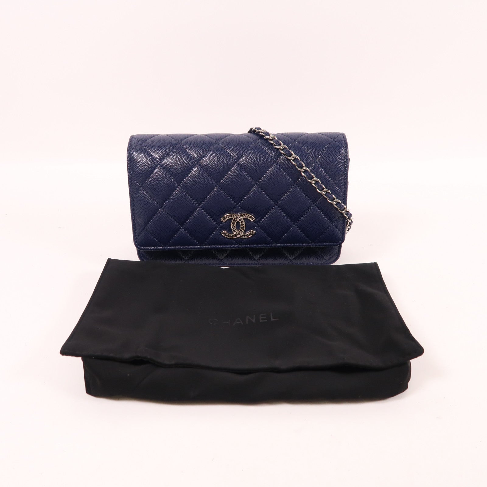 CHANEL 牛皮皮革Wallet On Chain銀扣鏈帶肩背袋
