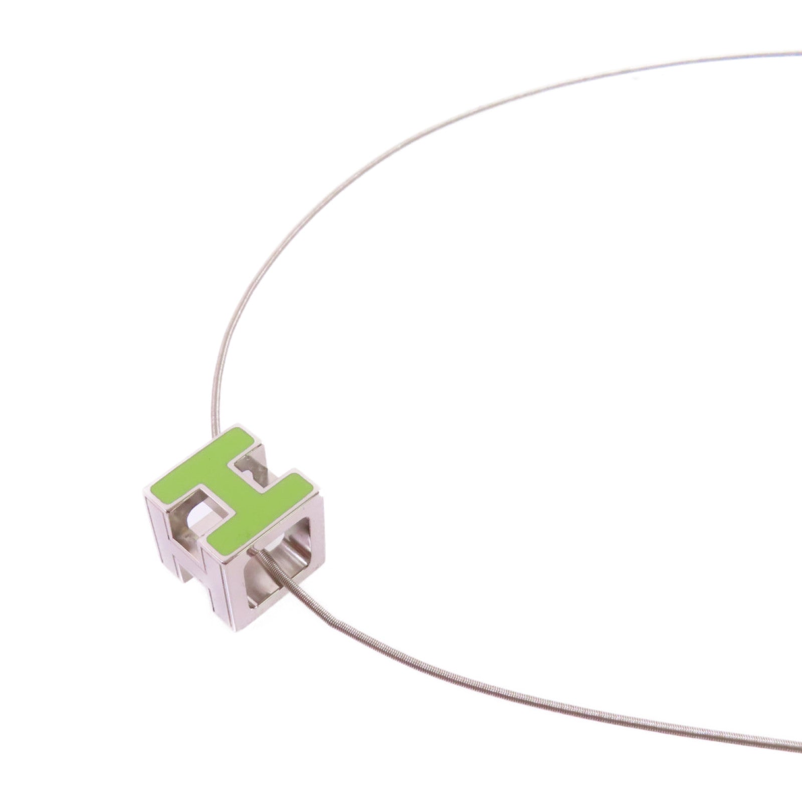 HERMES 金屬Cube d'H (H Cube) Necklace項鏈綠色