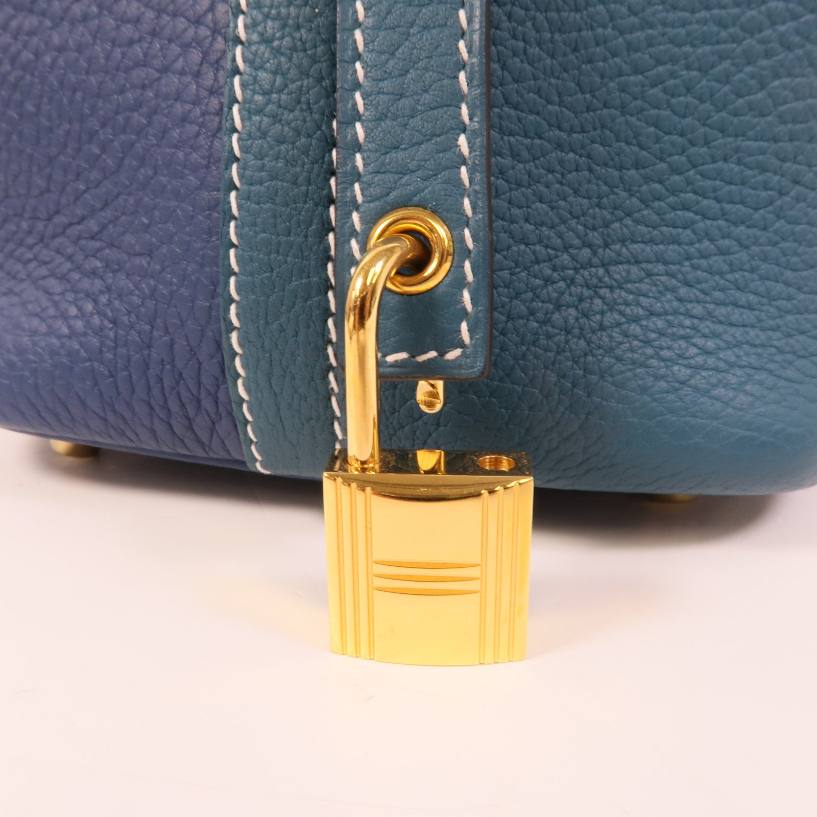 HERMES Clemence皮革Picotin PM手挽袋Deep Blue Vert Bosphore