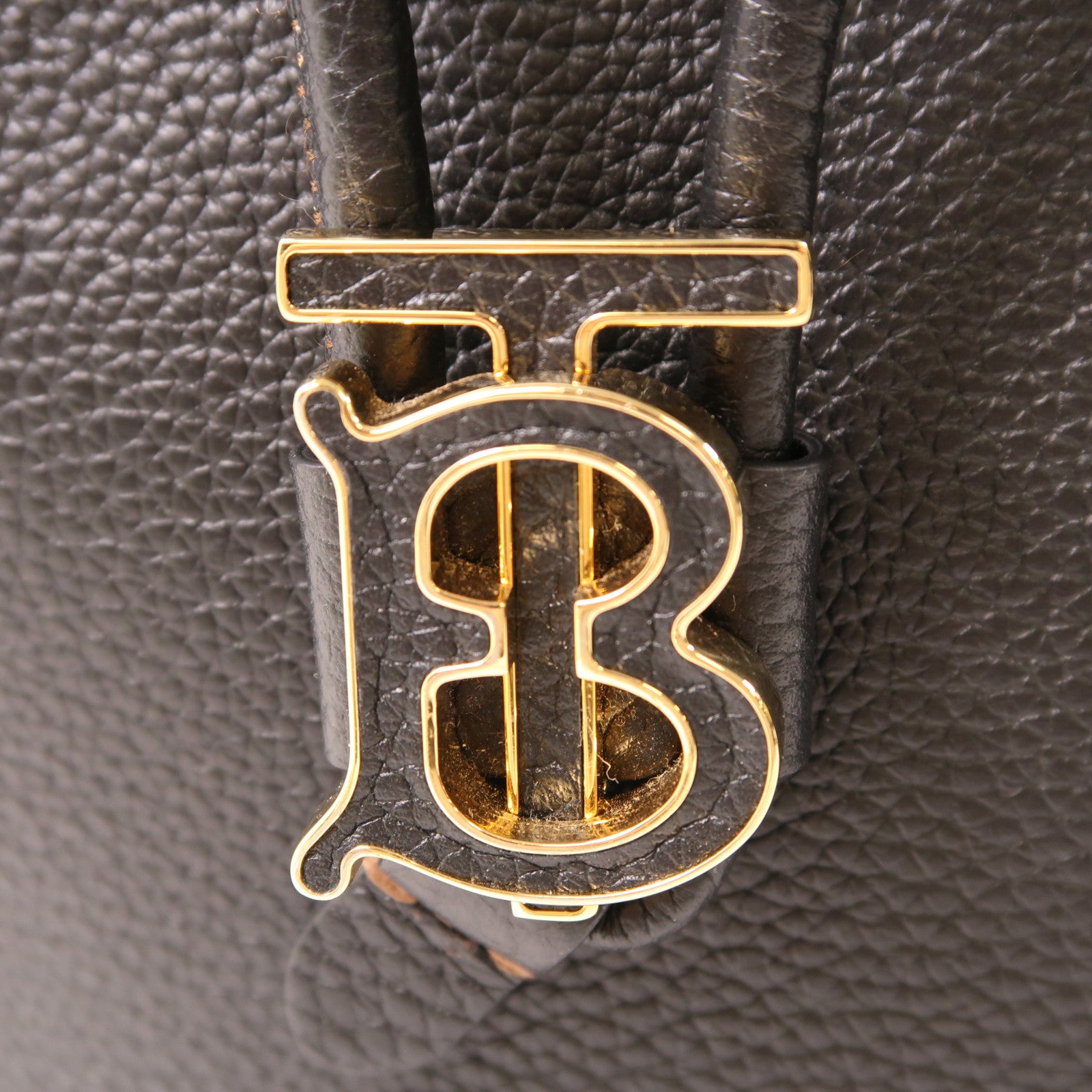 BURBERRY 牛皮皮革金扣2Way Bag手挽肩背兩用袋黑色