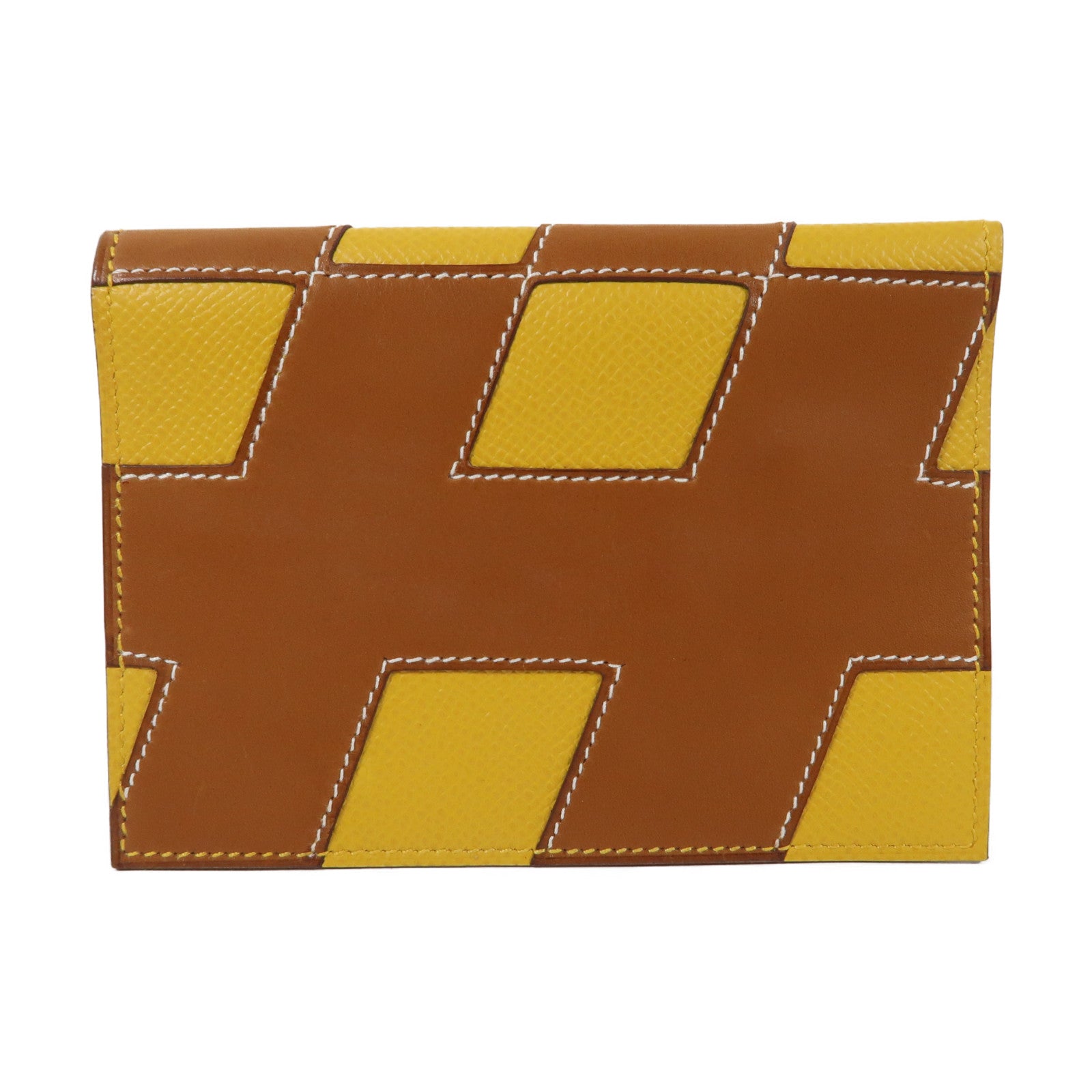 HERMES Barenia/Epsom皮革Passport Case護照套啡色/黃色