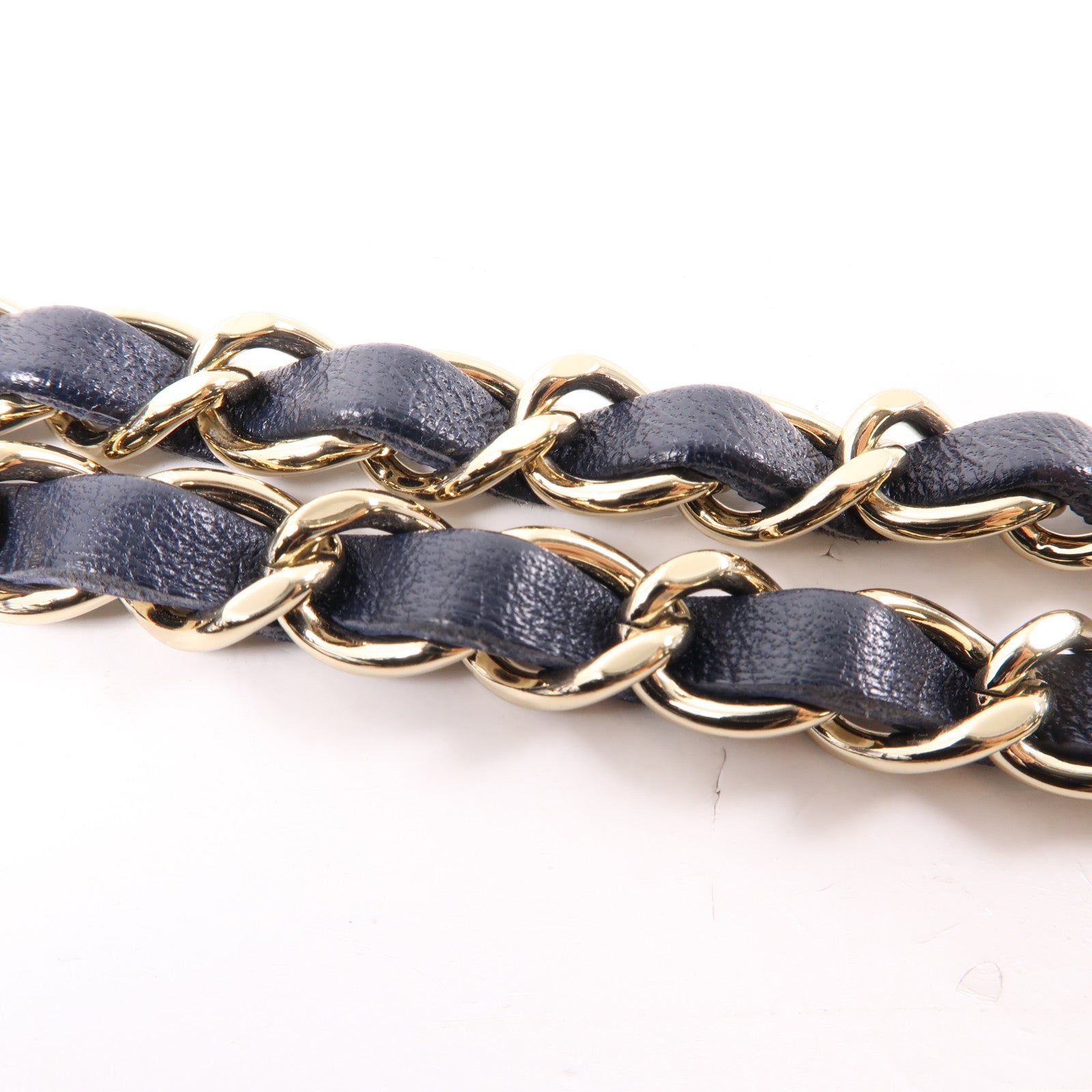 CHANEL 羊皮皮革Classic 20cm金扣鏈帶肩背袋深藍色