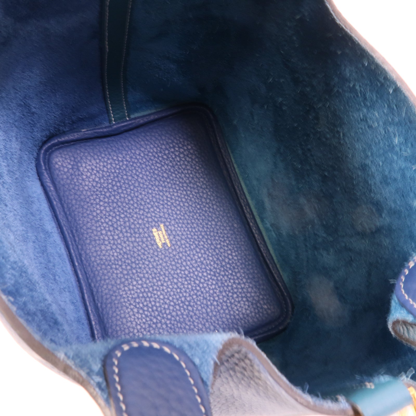 HERMES Clemence皮革Picotin PM手挽袋Deep Blue Vert Bosphore