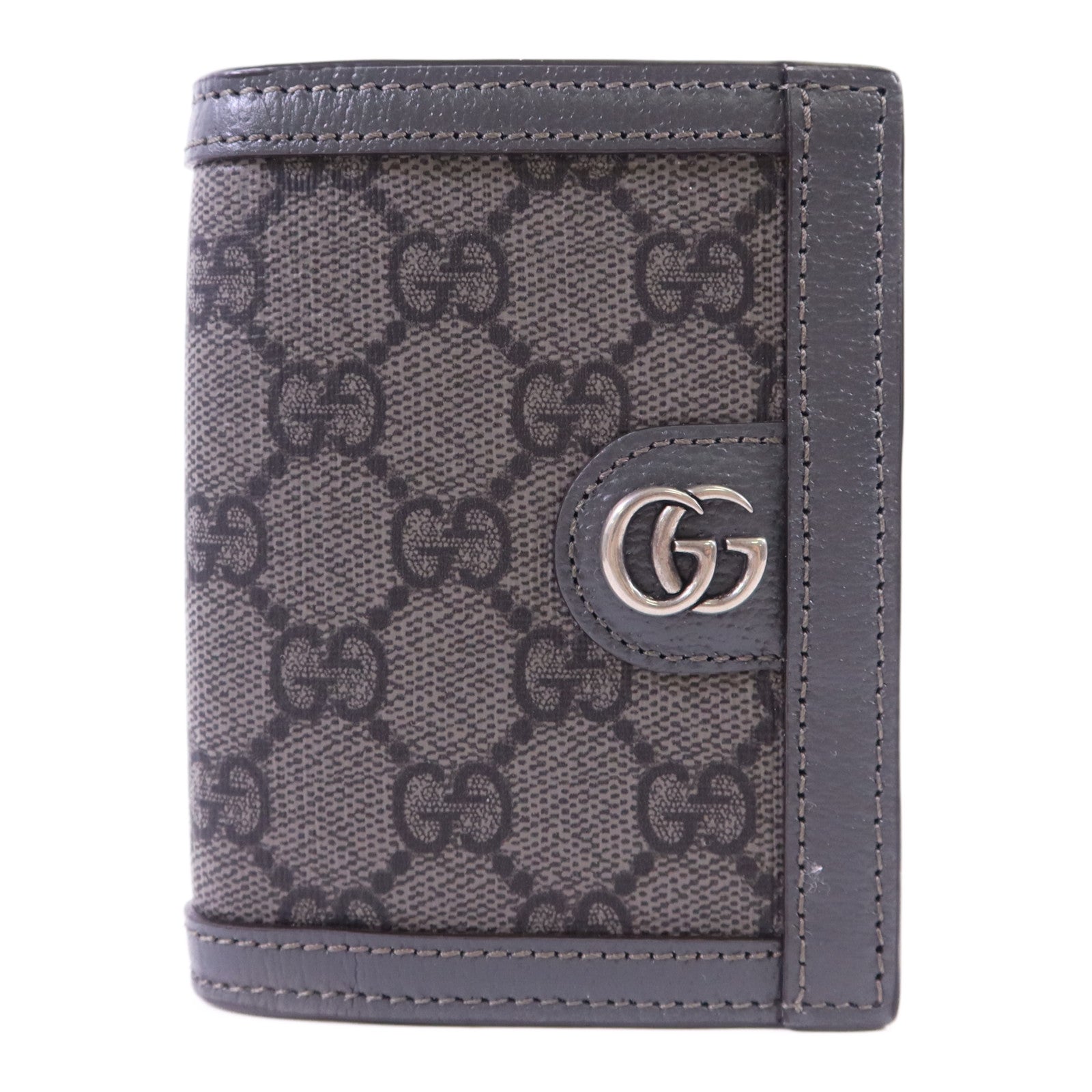 GUCCI 塗層帆布/牛皮皮革Bifold Wallet銀扣錢包