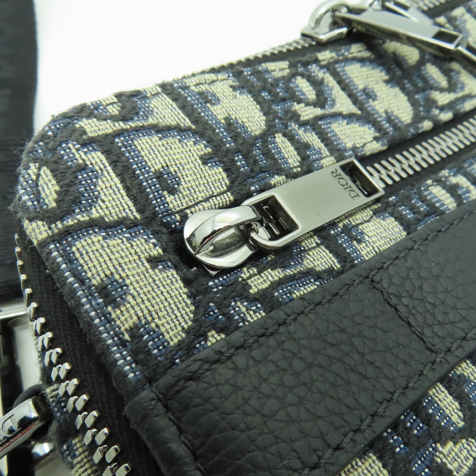 Dior 帆布Safari Bag銀扣肩背袋藍色