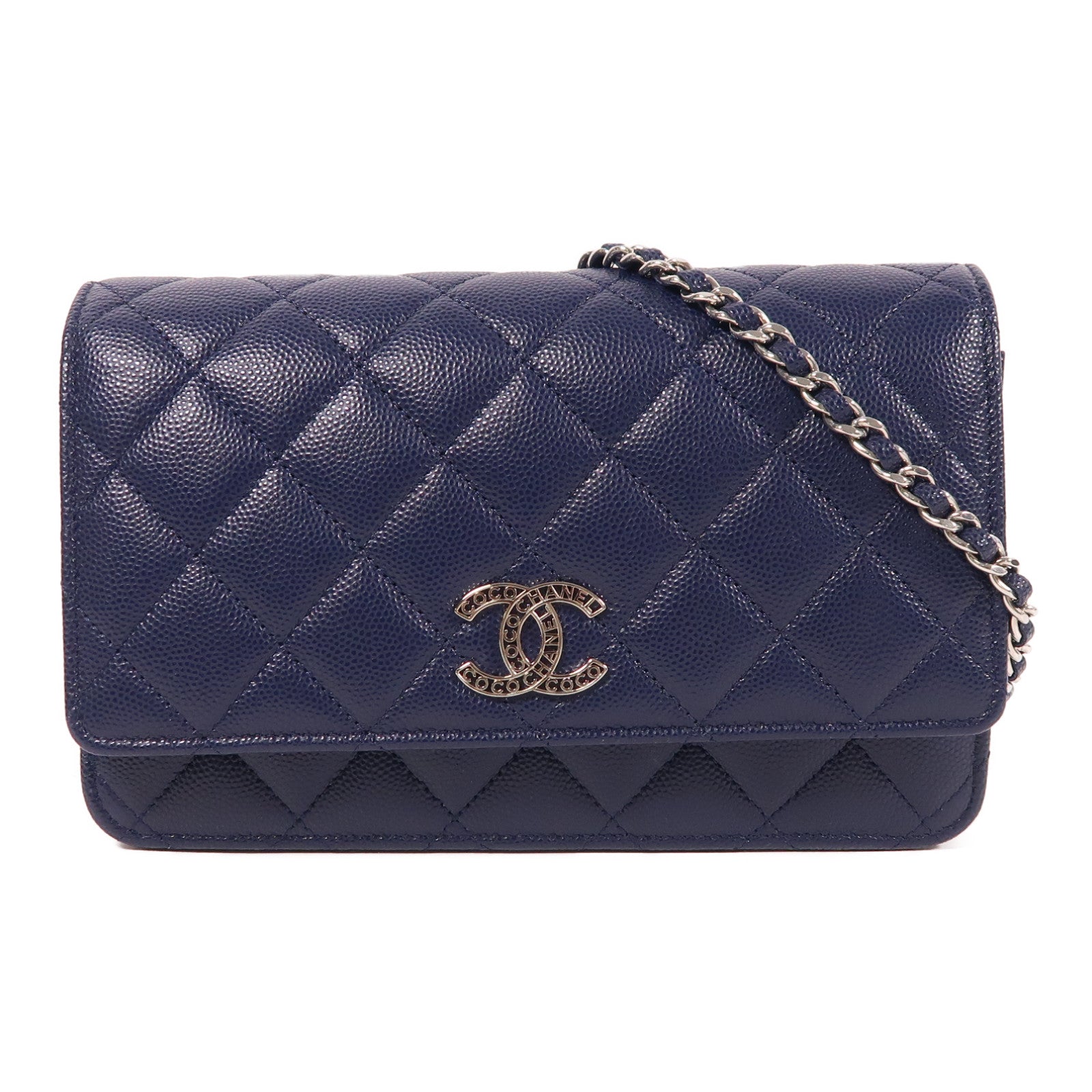 CHANEL 牛皮皮革Wallet On Chain銀扣鏈帶肩背袋
