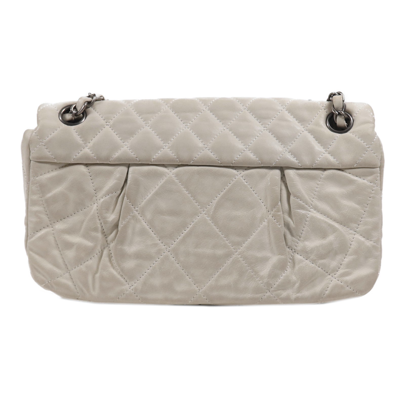 CHANEL 牛皮皮革Chain Shoulder銀扣鏈帶肩背袋