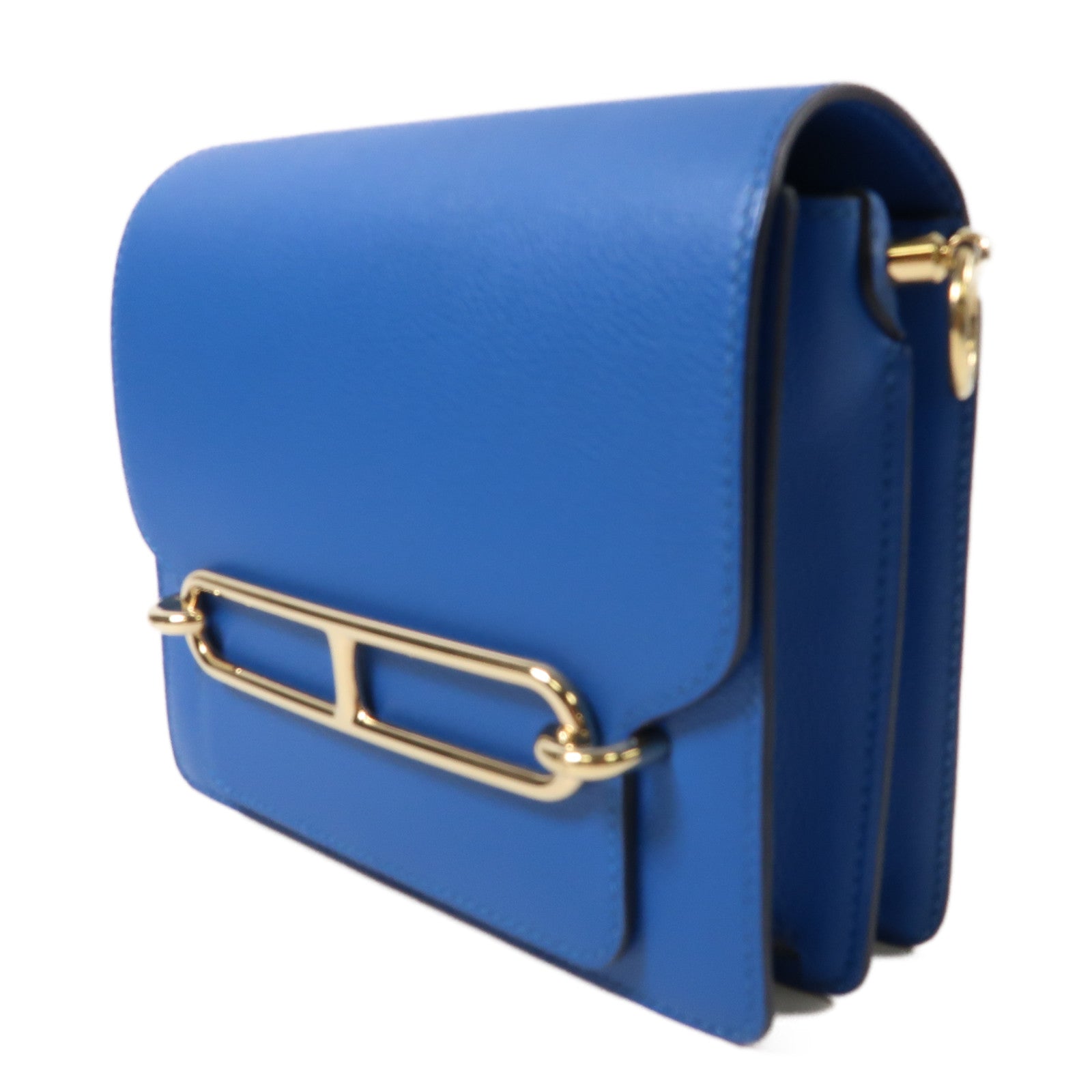 HERMES 【激減優惠】Evercolor皮革Mini Roulis金扣肩背袋藍色