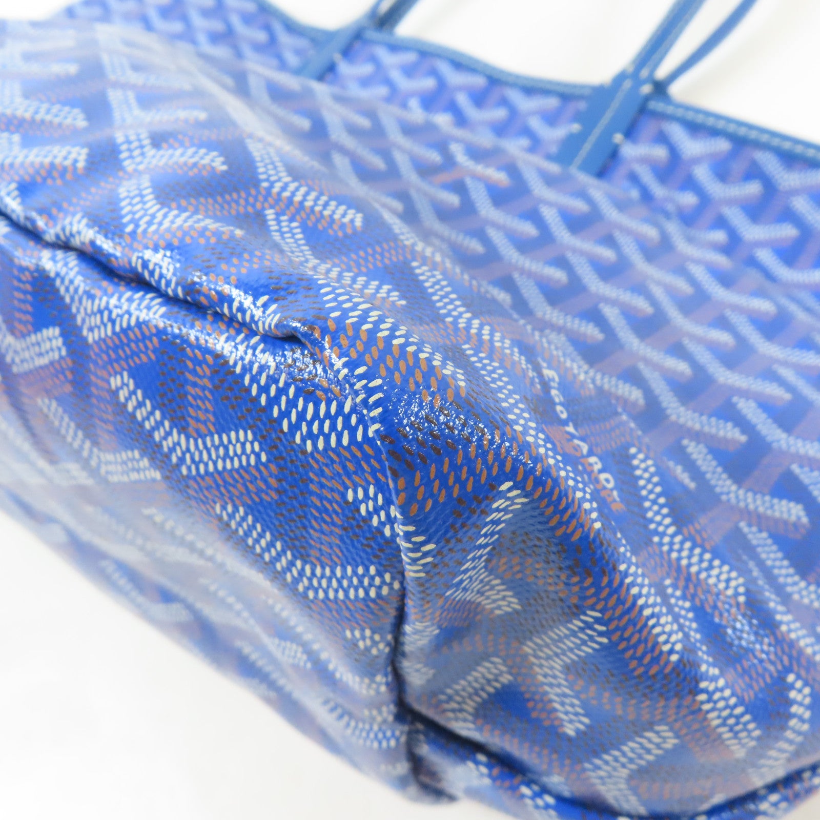 GOYARD 塗層帆布Saint Louis PM銀扣手挽袋藍色