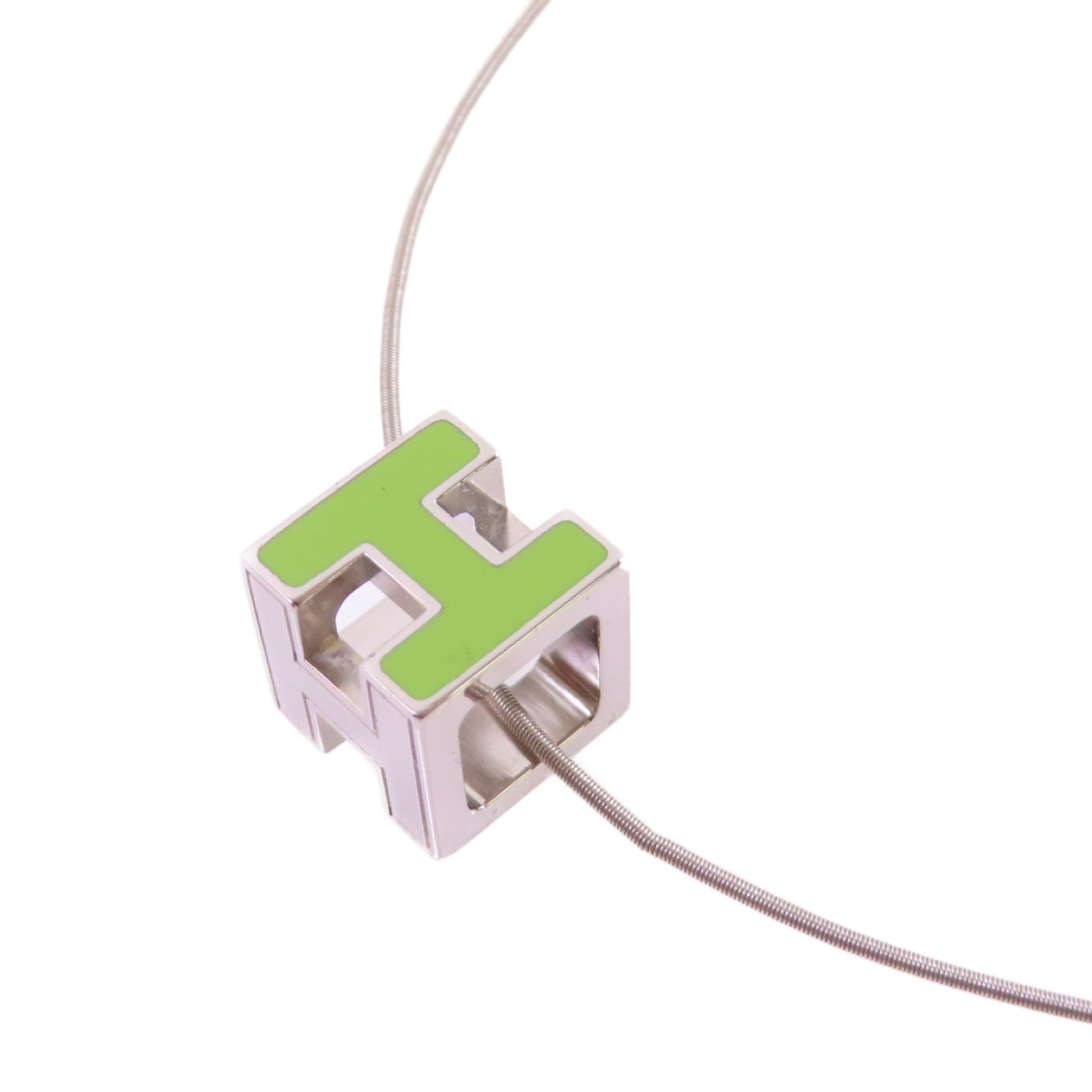 HERMES 金屬Cube d'H (H Cube) Necklace項鏈綠色