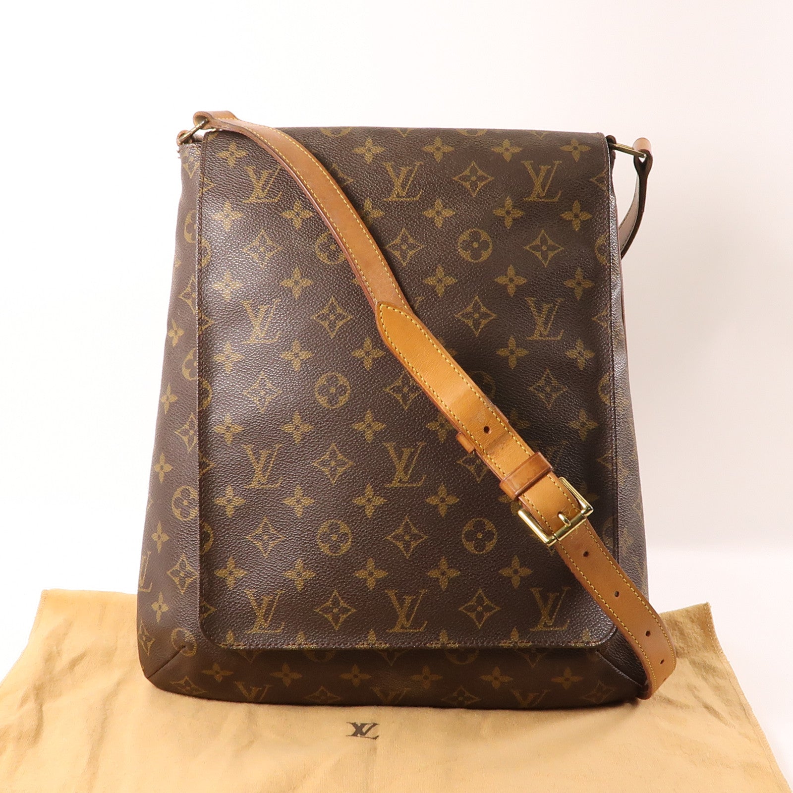 LOUIS VUITTON 【激減優惠】Monogram Musette金扣肩背袋棕色