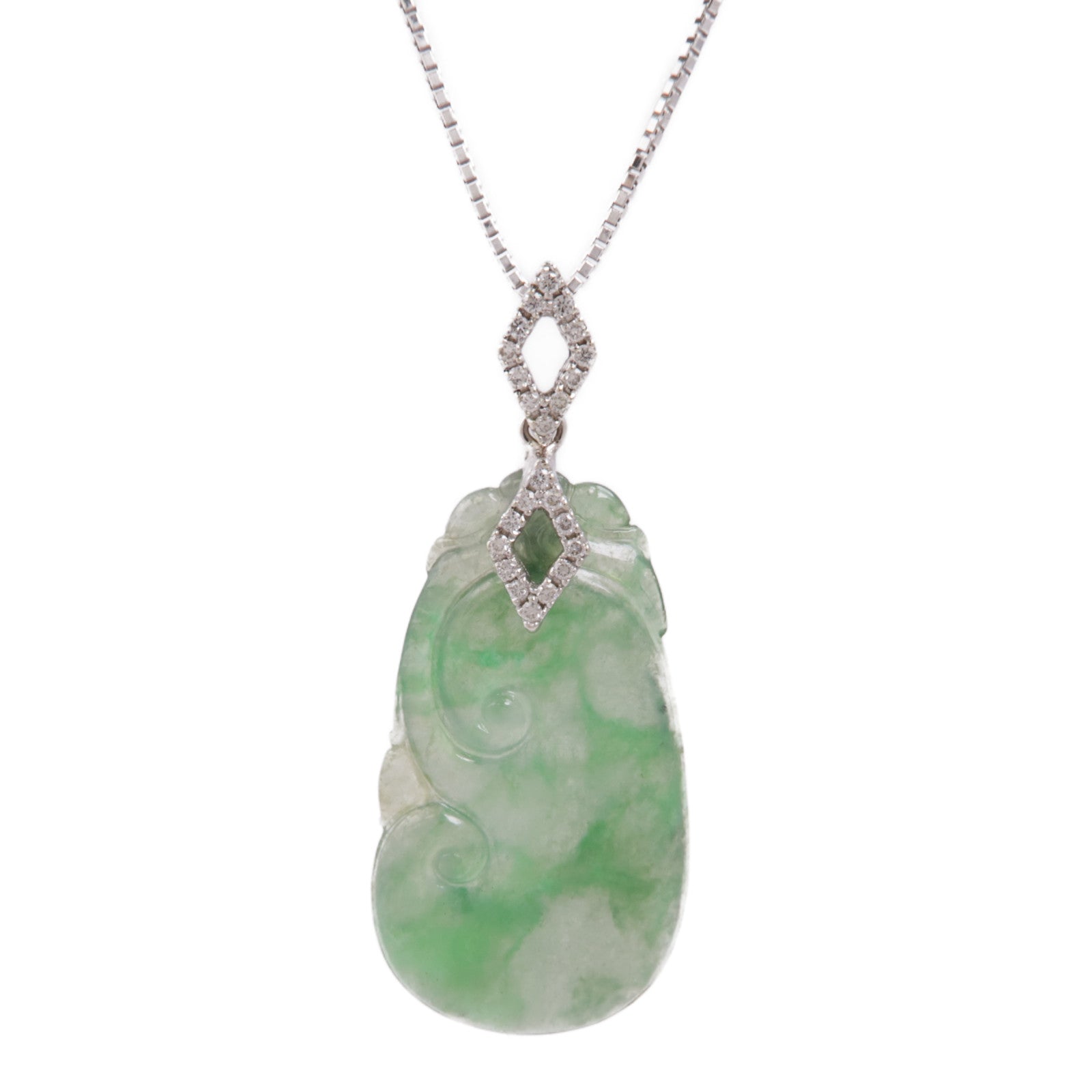 JEWELRY Jade Diamond Necklace 18K White Gold