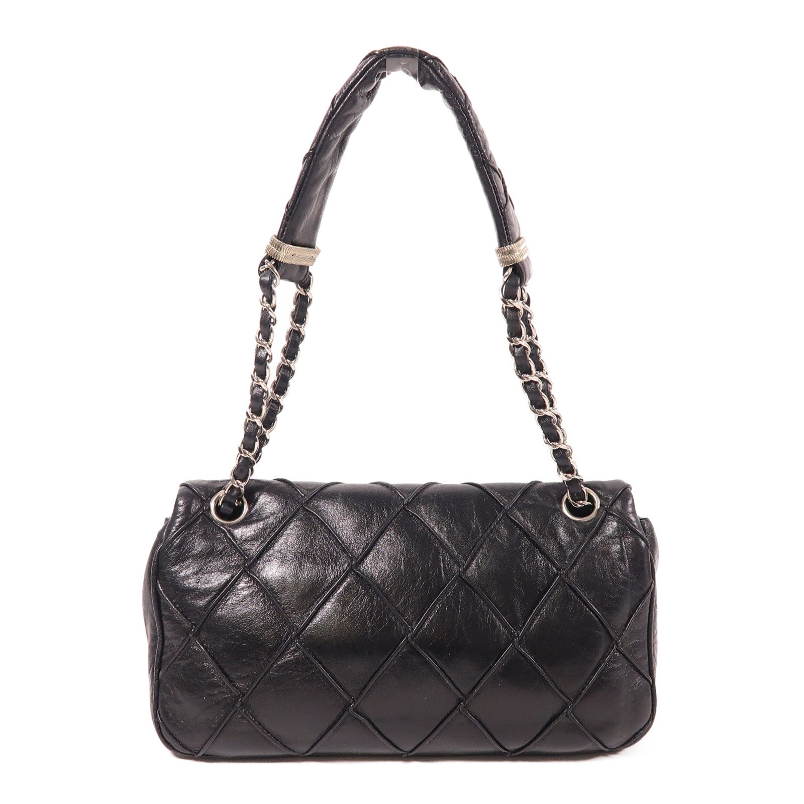 CHANEL 牛皮皮革Shoulder Bag銀扣肩背袋