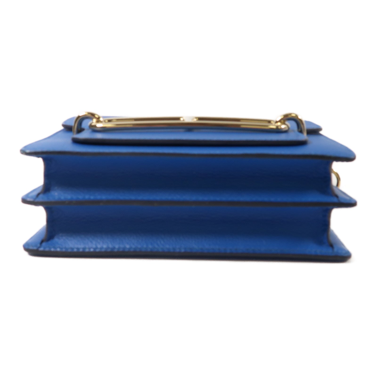 HERMES 【激減優惠】Evercolor皮革Mini Roulis金扣肩背袋藍色
