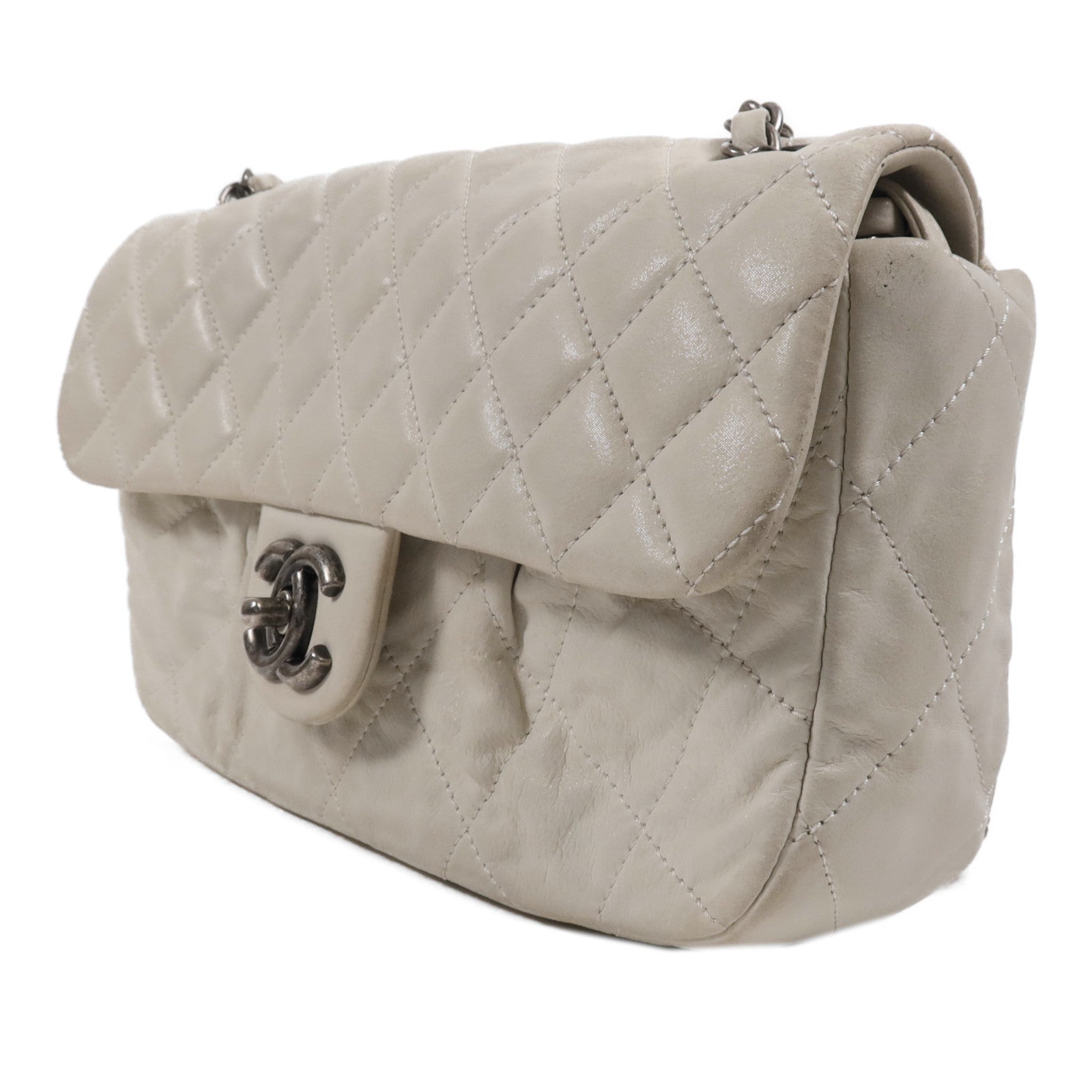 CHANEL 牛皮皮革Chain Shoulder銀扣鏈帶肩背袋