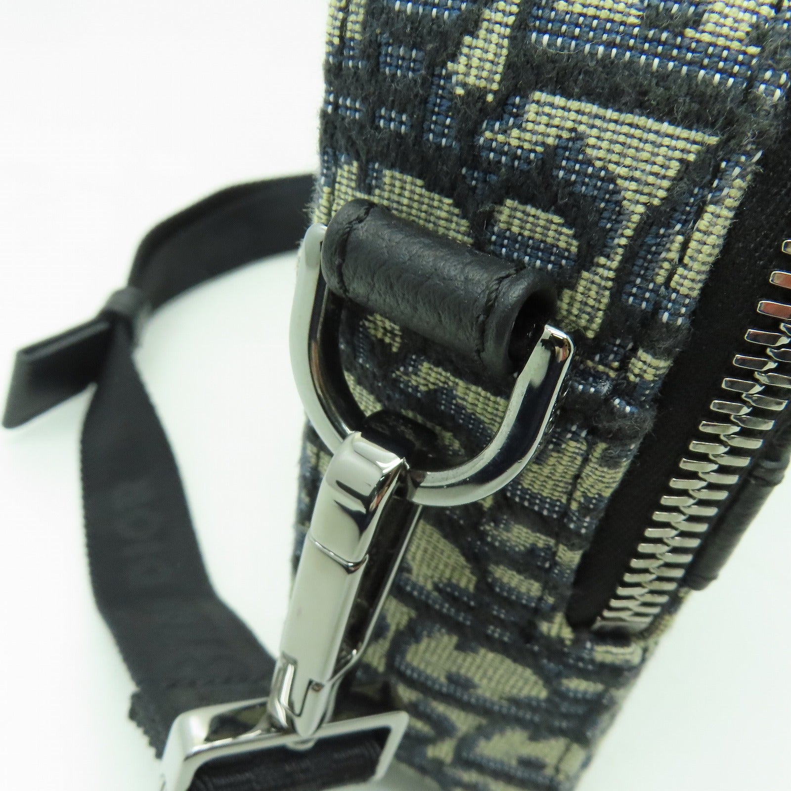 Dior 帆布Safari Bag銀扣肩背袋藍色