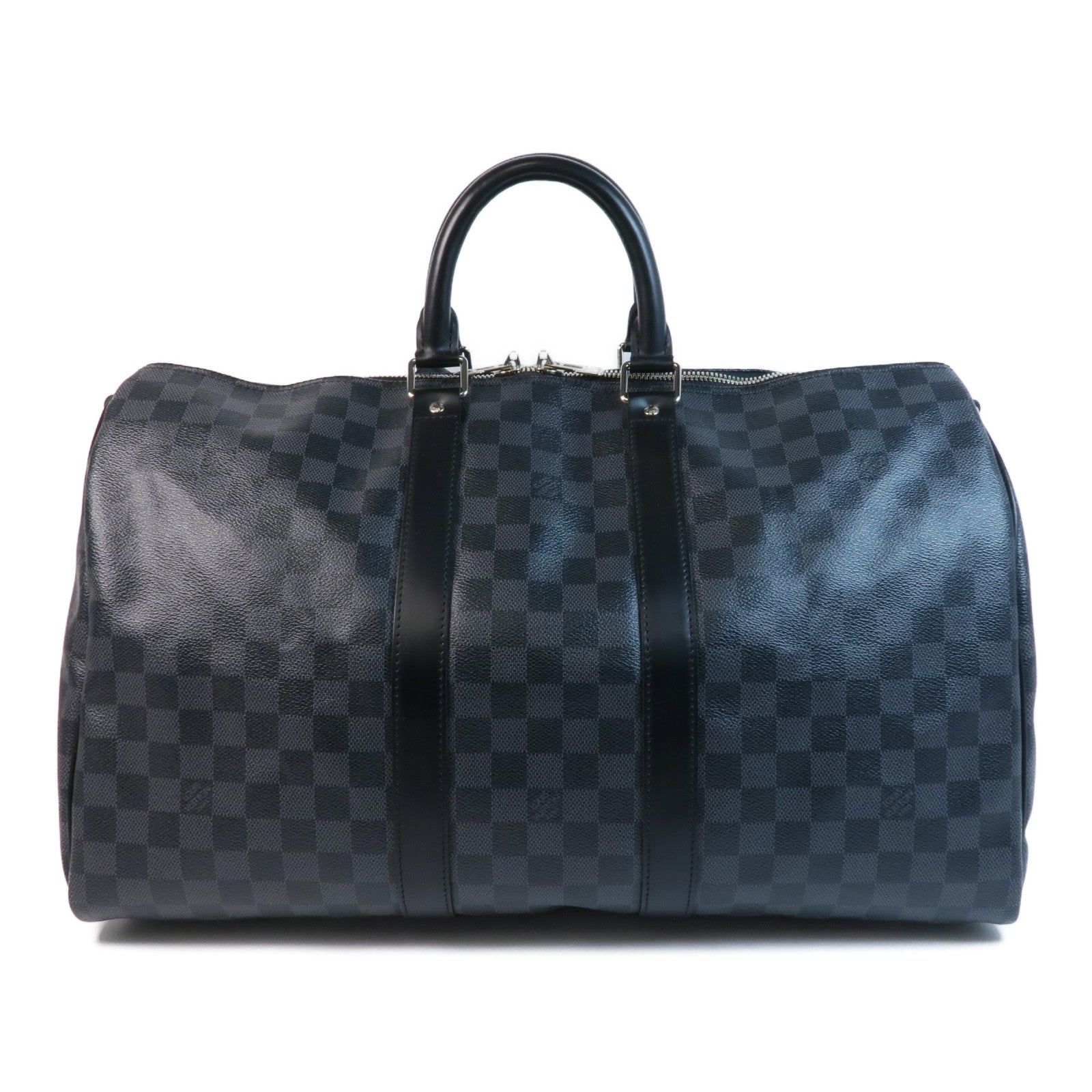 LOUIS VUITTON Damier Graphite Keepall 45 Bandouliere銀扣手挽肩背兩用袋