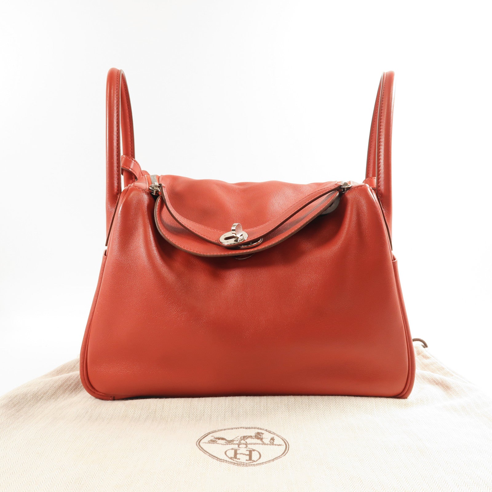 HERMES Swift皮革Lindy 30銀扣手挽肩背兩用袋Rouge Casaque