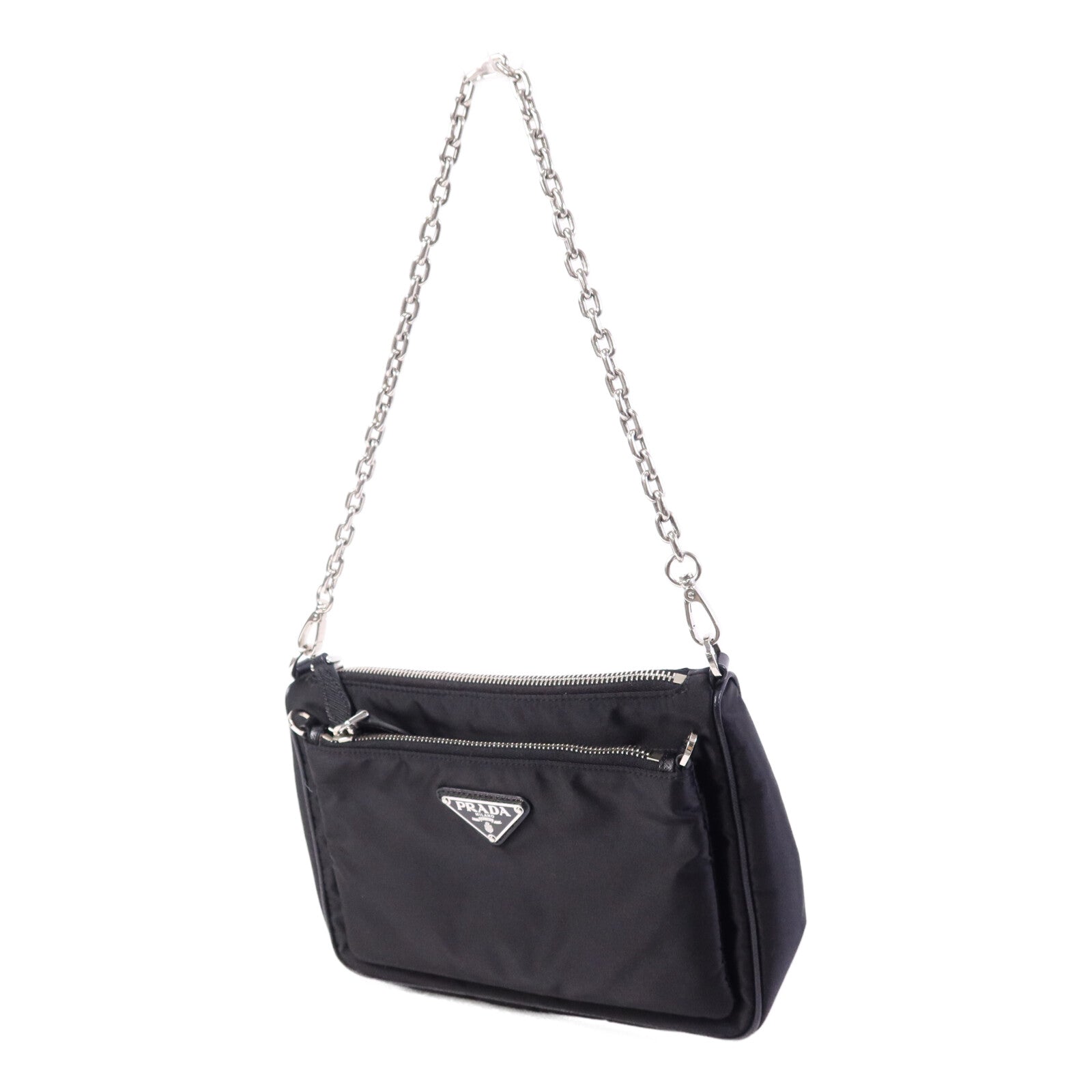 PRADA 尼龍Shoulder Bag銀扣手挽肩背兩用袋