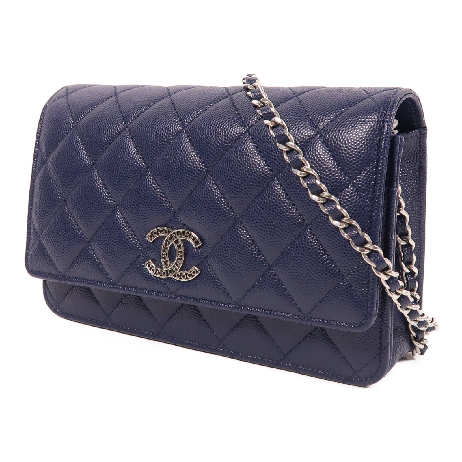 CHANEL 牛皮皮革Wallet On Chain銀扣鏈帶肩背袋