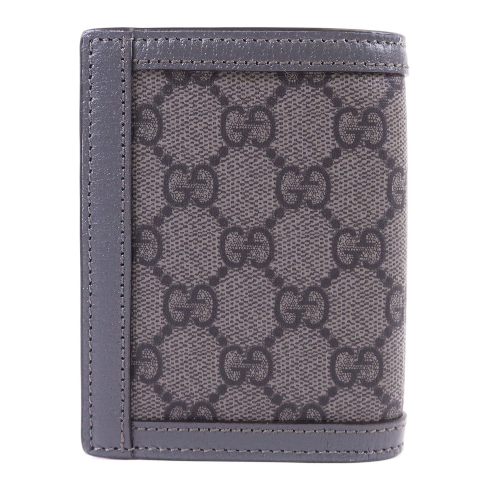 GUCCI 塗層帆布/牛皮皮革Bifold Wallet銀扣錢包