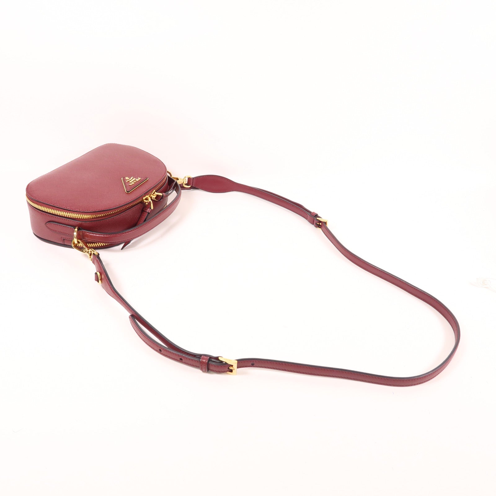 PRADA Saffiano皮革Odette金扣手挽肩背兩用袋