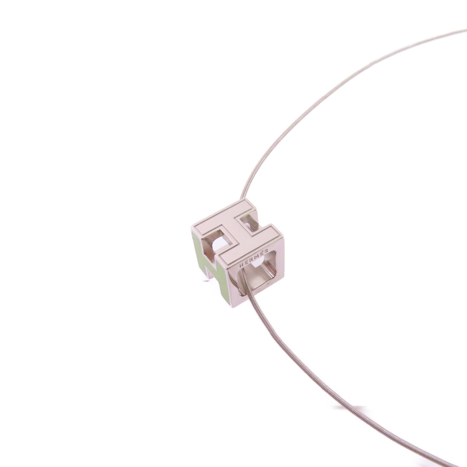HERMES 金屬Cube d'H (H Cube) Necklace項鏈綠色