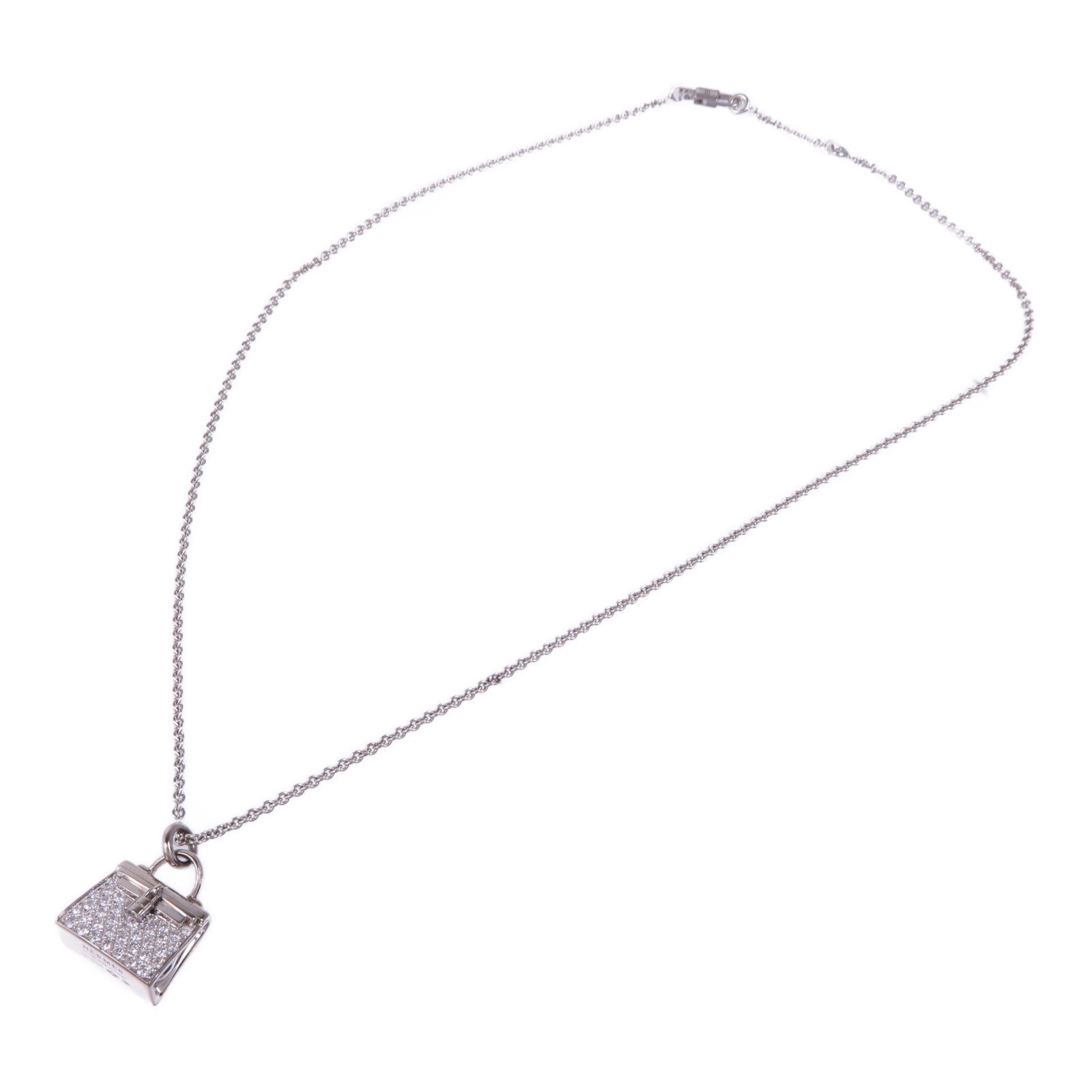 HERMES 【激減優惠】18K白金Kelly Pendant鑽石項鍊