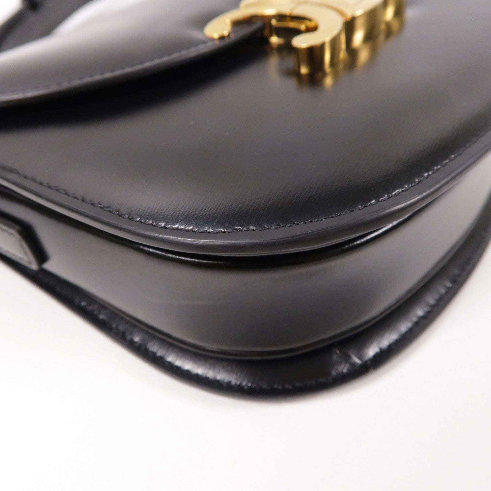 CELINE 牛皮皮革Small Besace金扣肩背袋黑色