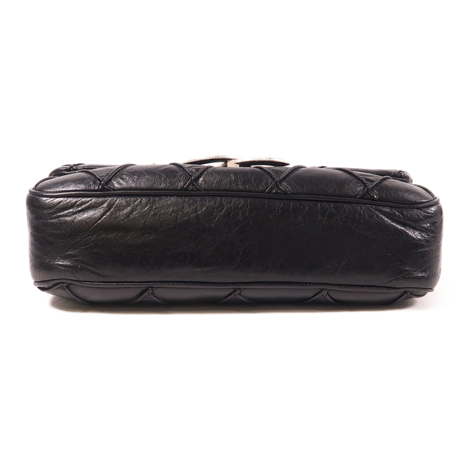 CHANEL 牛皮皮革Shoulder Bag銀扣肩背袋