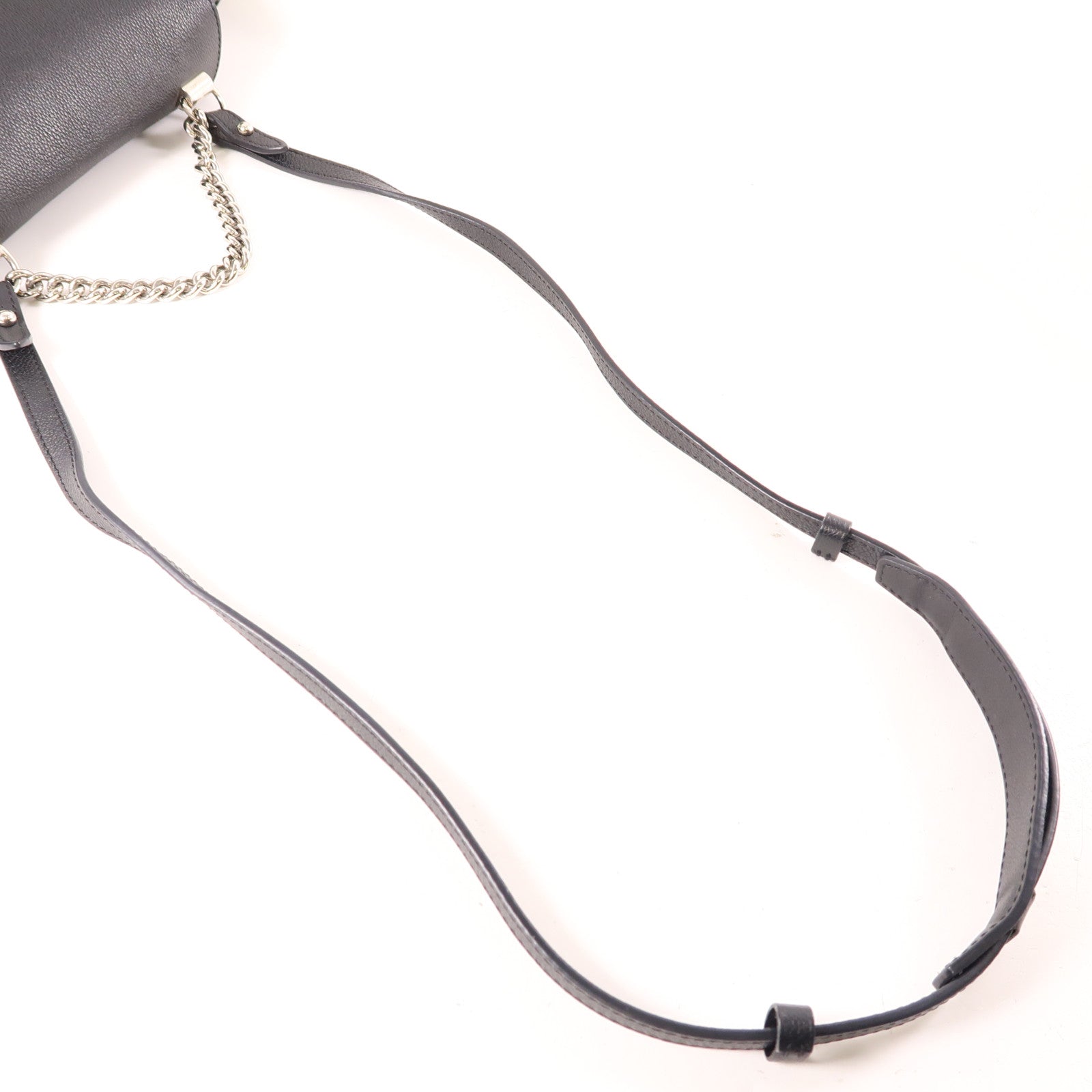 LOUIS VUITTON 牛皮皮革Lockme II BB銀扣鏈帶手挽肩背兩用袋黑色